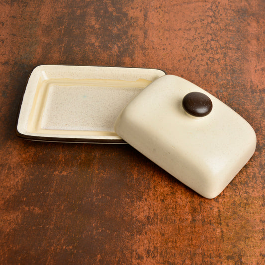Ceramic Butter Dish with Lid (Off White, Height - 8 cm) - View 2