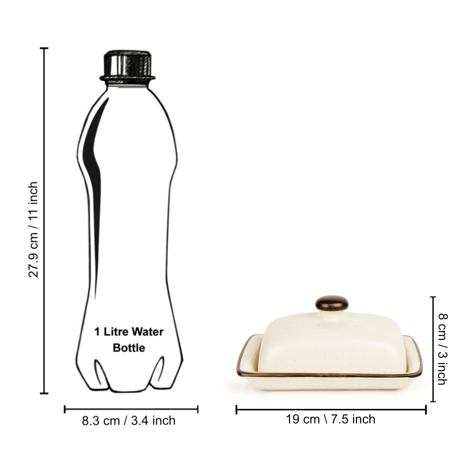 Ceramic Butter Dish with Lid (Off White, Height - 8 cm) - View 6