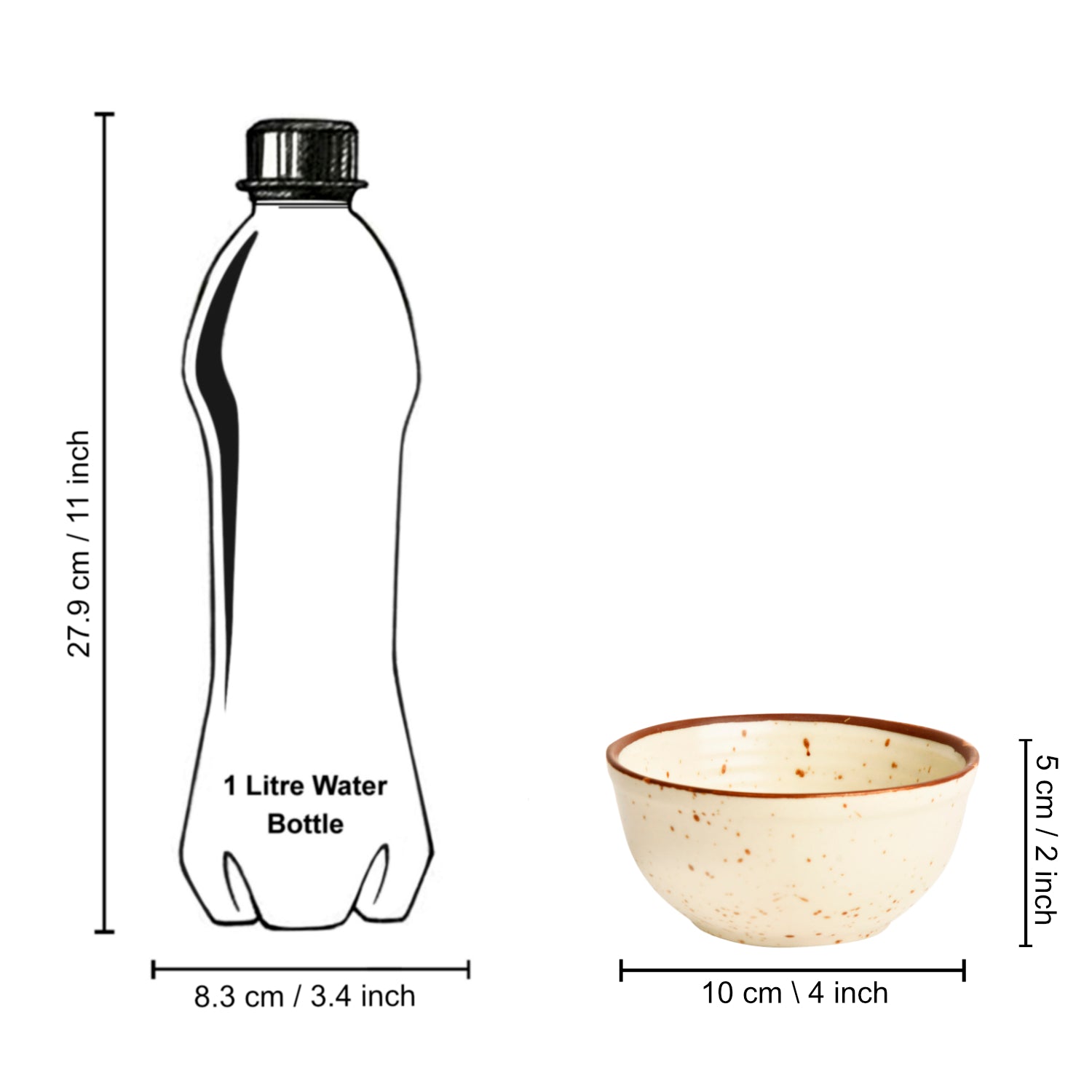 Premium Matte Finish with Brown Rim Ceramic Dinner Bowls (Set of 4, 200 ml, Off White) - View 7