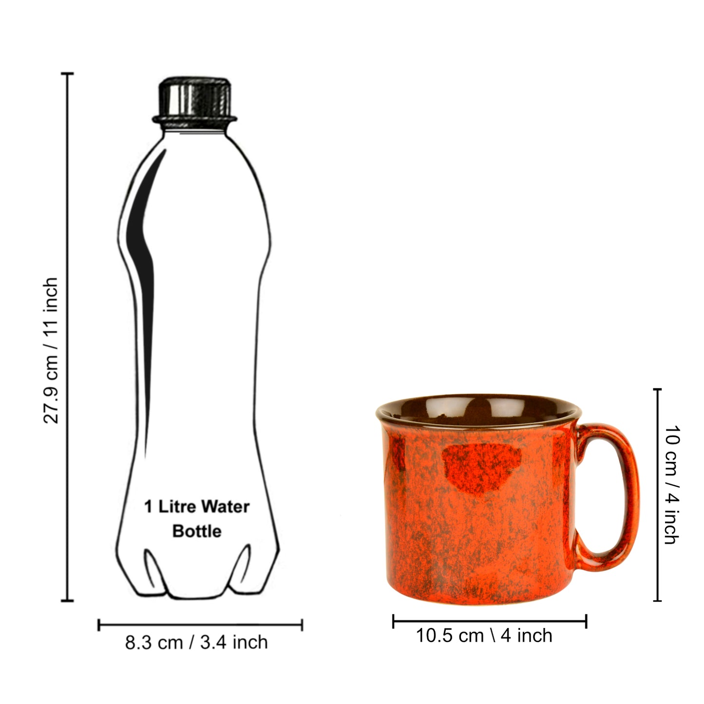 Studio Pottery Ceramic Noodle Bowl / Mug with Handle (550 ml , Ombre Red) - View 6