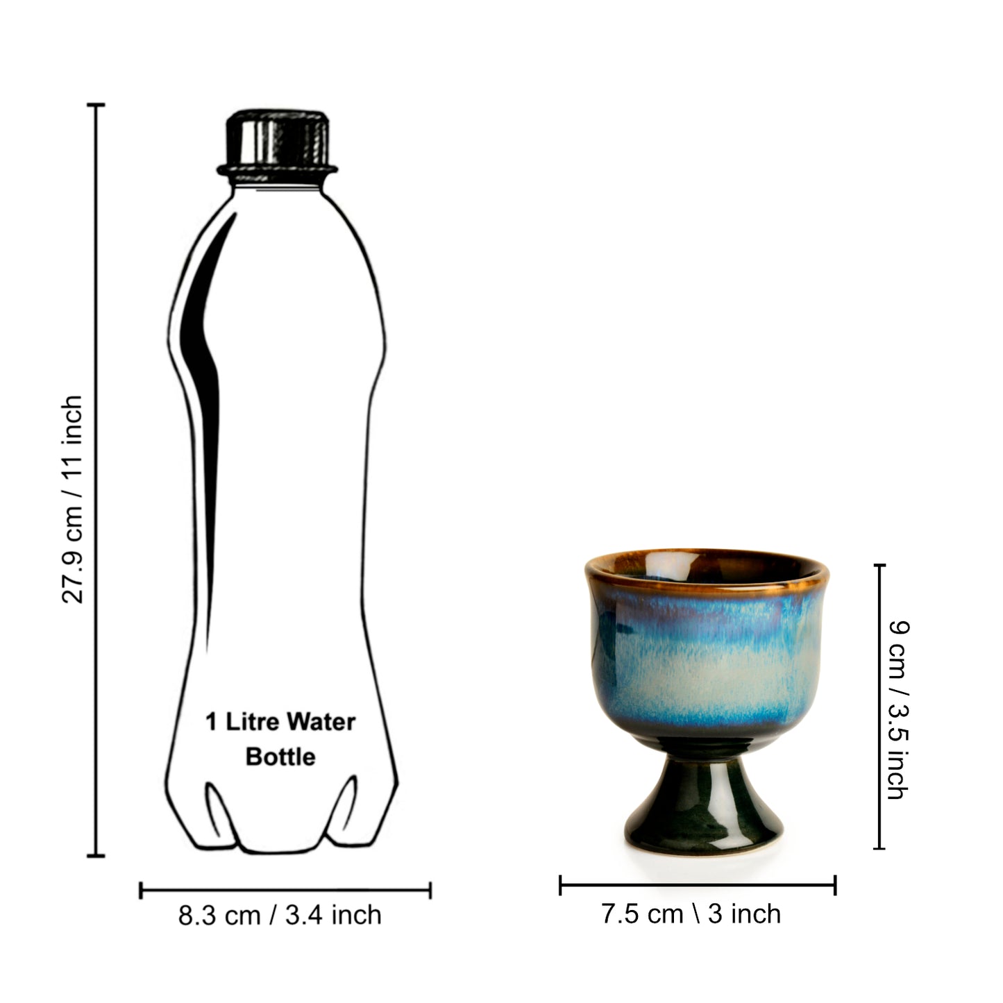 Studio Pottery Handmade Ceramic Ice Cream Cups (150 ml, Set of 6, Floating Blue) - View 6