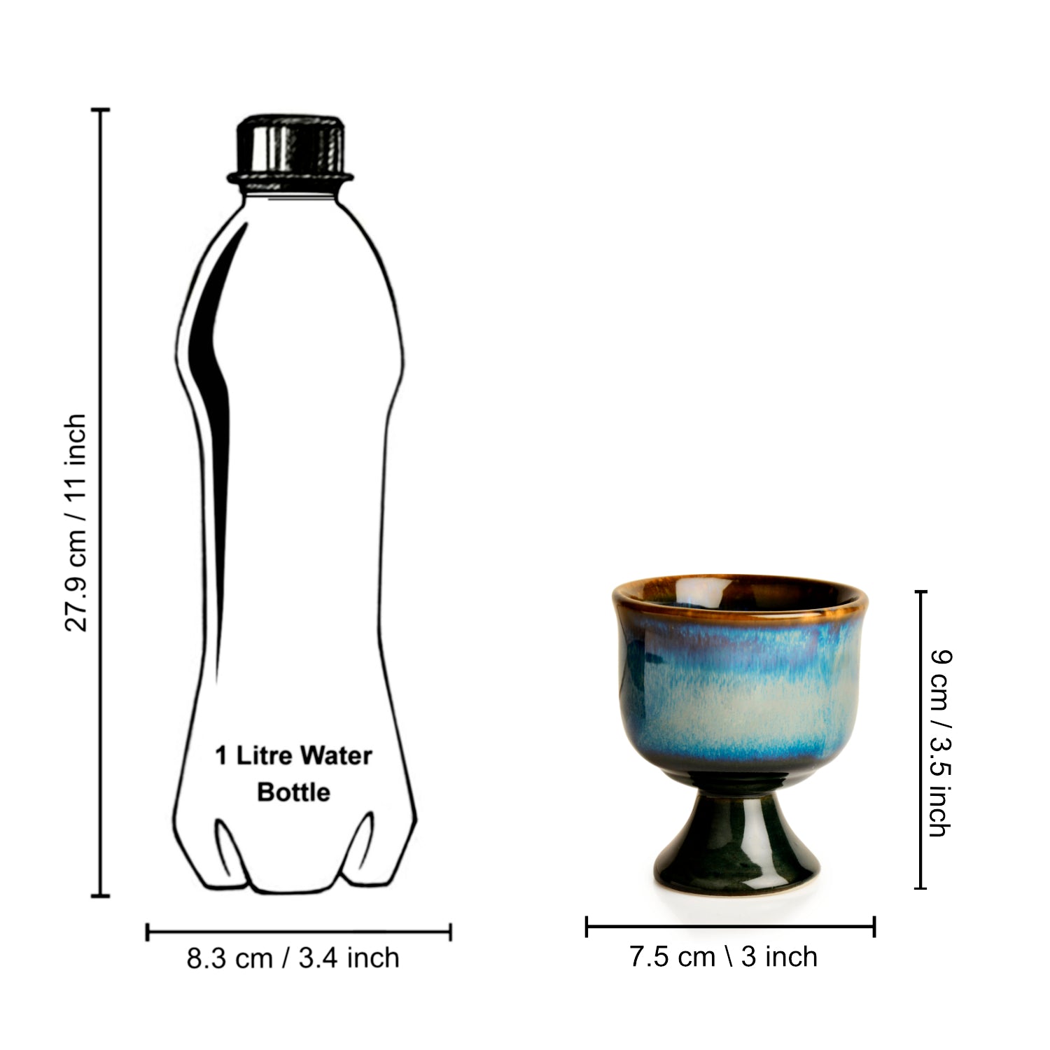 Studio Pottery Handmade Ceramic Ice Cream Cups (150 ml, Set of 6, Floating Blue) - View 6