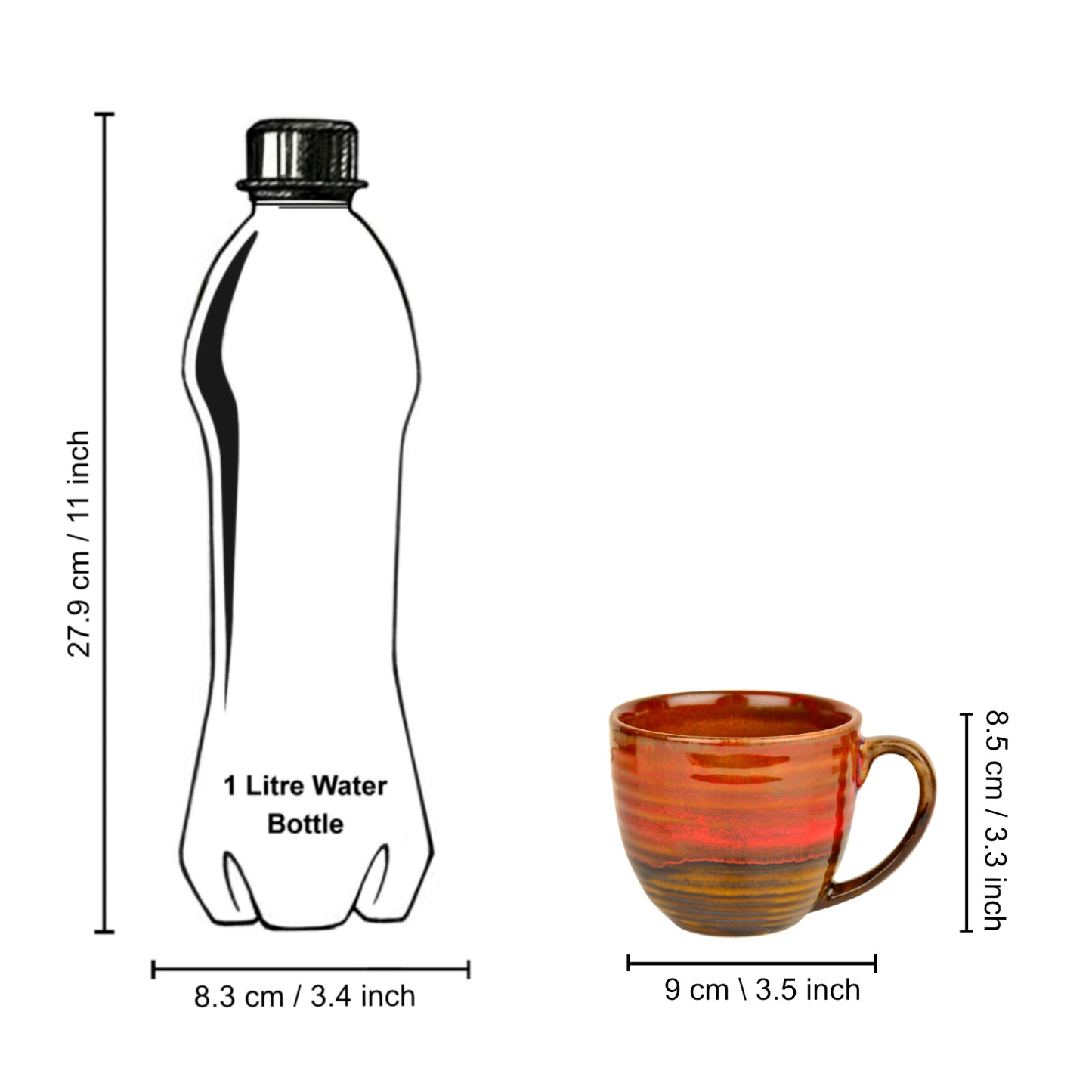 Studio Pottery Ceramic Soup Cups with Handle (350 ml , Set of 4, Ombre Red) - View 7