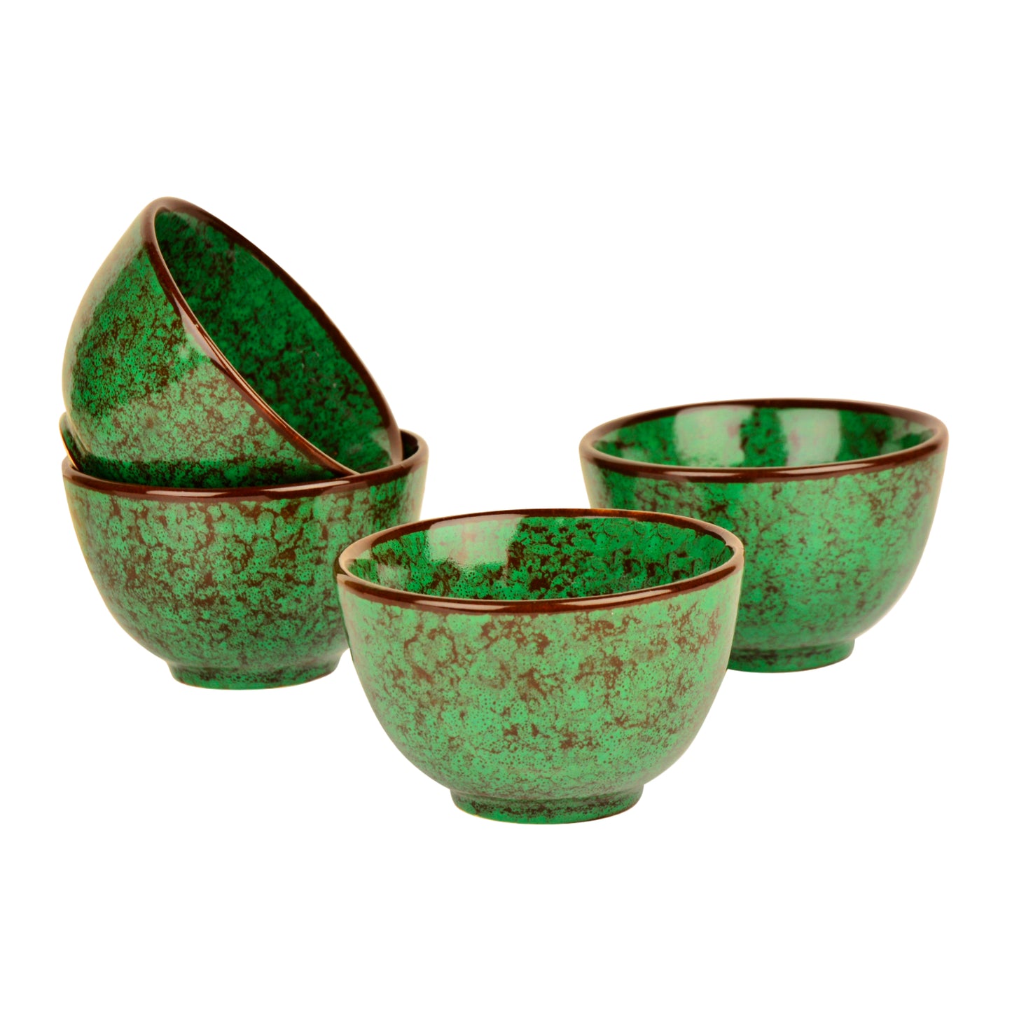 Studio Pottery Ceramic Dinner Serving Bowls (Set of 4 , 200 ml each, Seaweed Green) - View 3