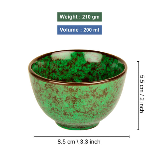 Studio Pottery Ceramic Dinner Serving Bowls (Set of 4 , 200 ml each, Seaweed Green) - View 2