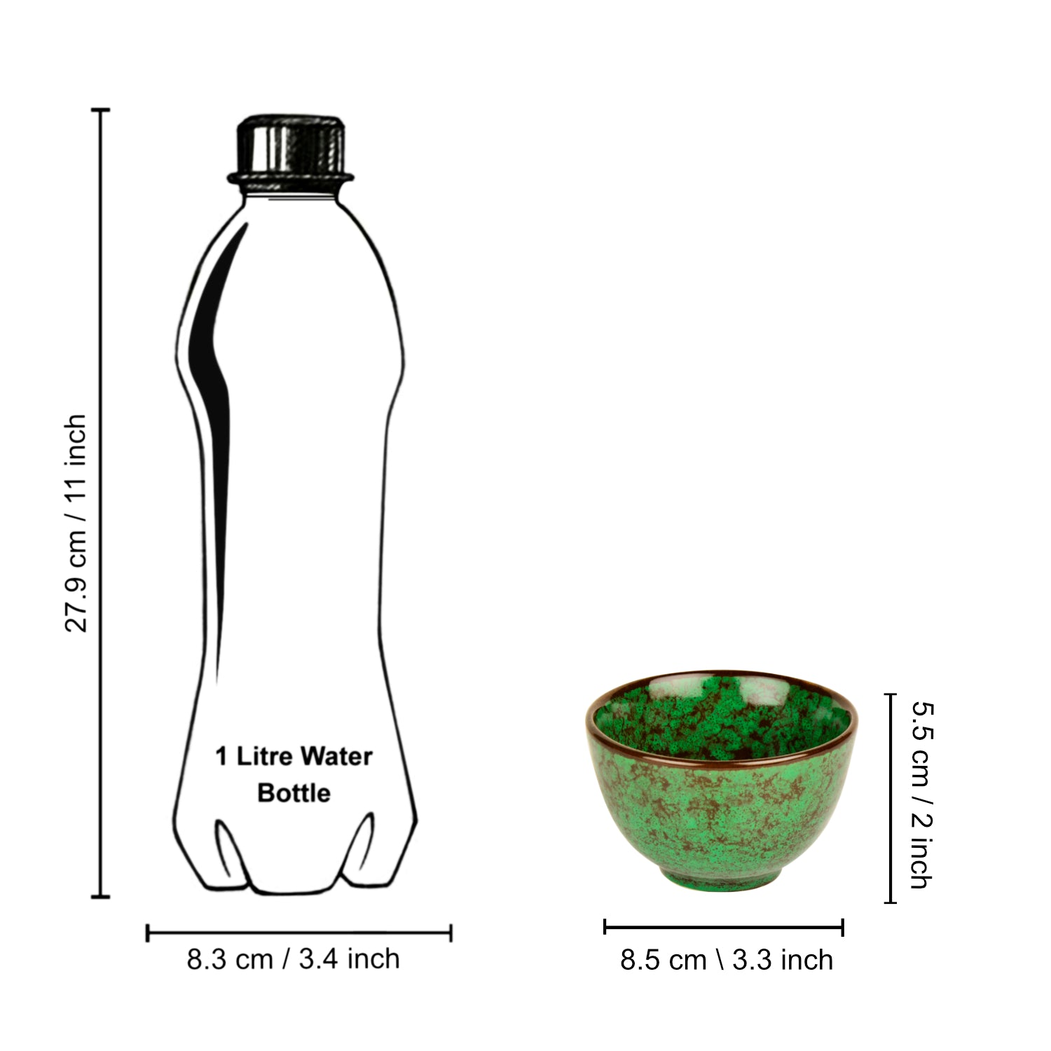 Studio Pottery Ceramic Dinner Serving Bowls (Set of 4 , 200 ml each, Seaweed Green) - View 6