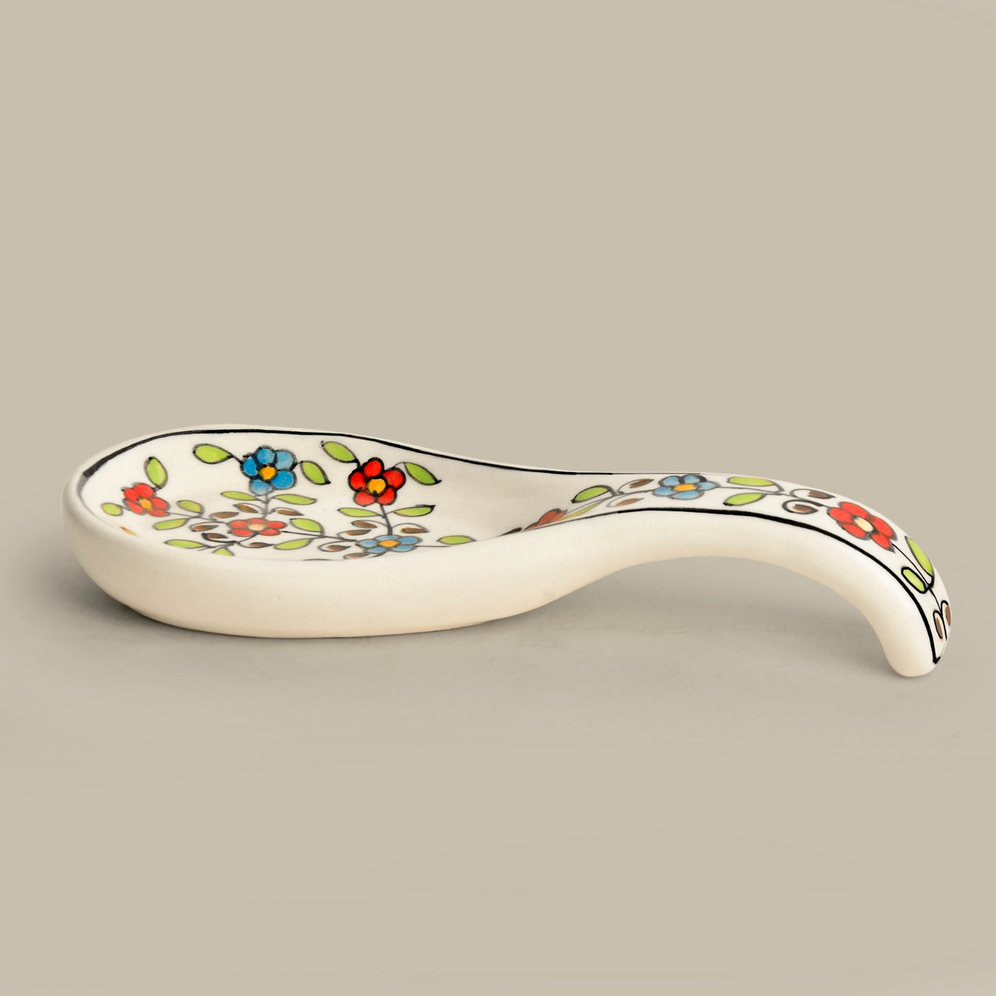Hand Painted Ceramic Big Spoon Rest for Kitchen , Dining Table (Multicolour, L x B - 22.5 x 9 cm) - View 4