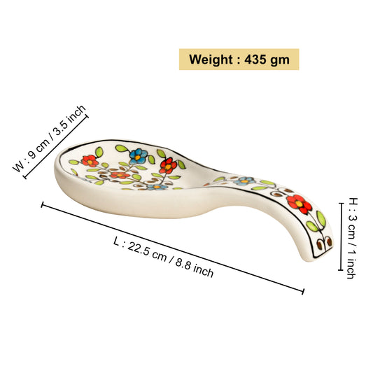 Hand Painted Ceramic Big Spoon Rest for Kitchen , Dining Table (Multicolour, L x B - 22.5 x 9 cm) - View 2