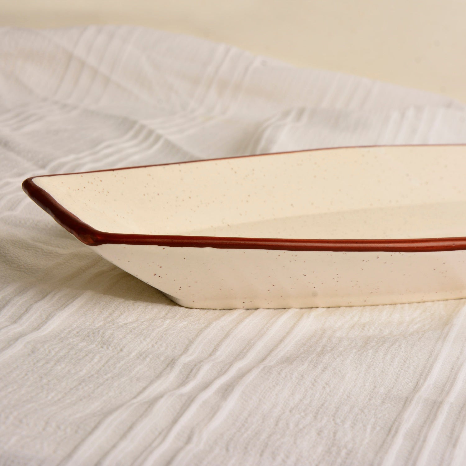 Hand Painted Ceramic Serving Platter (Off White, L x B – 34.5 cm x 14.5 cm) - View 3