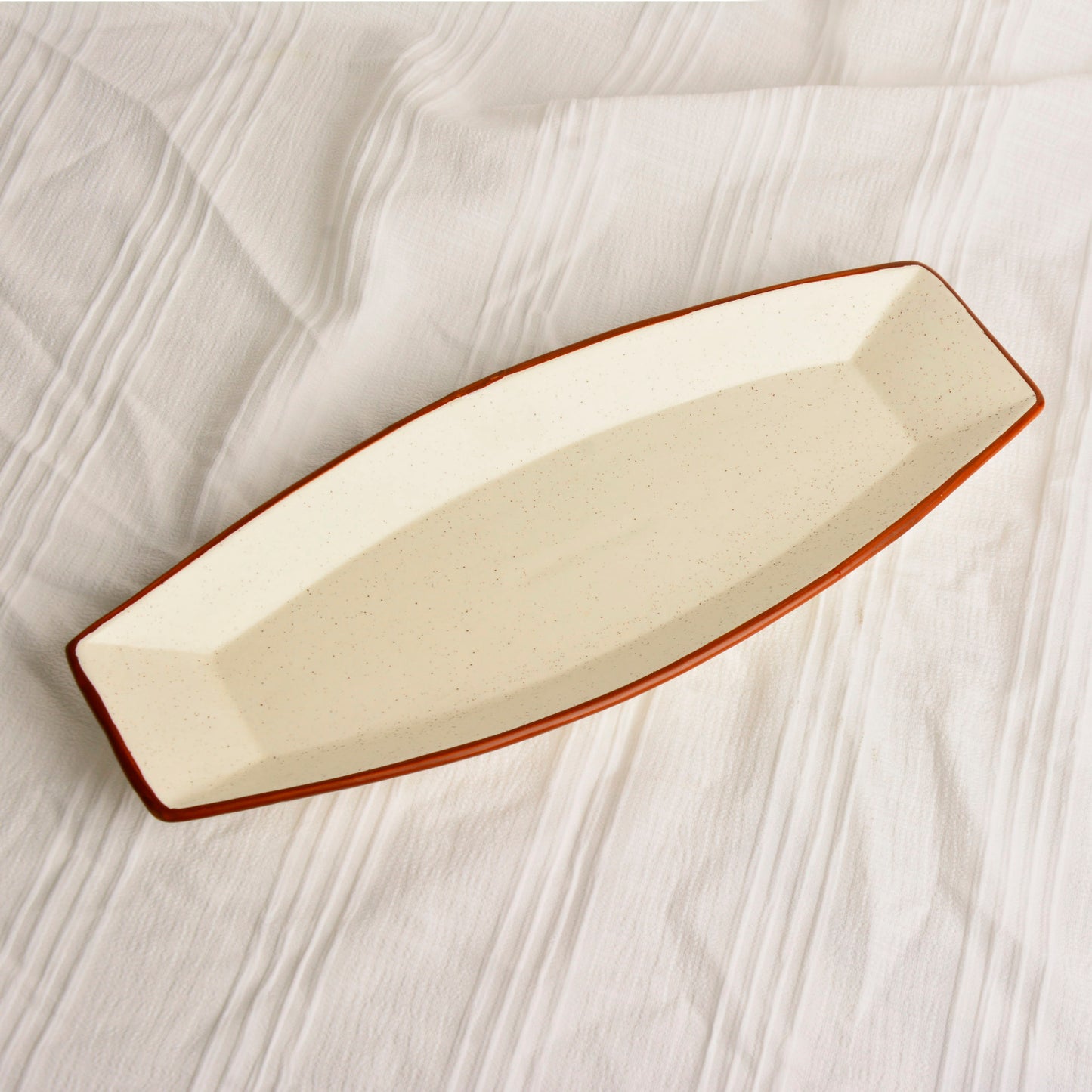 Hand Painted Ceramic Serving Platter (Off White, L x B – 34.5 cm x 14.5 cm) - View 4
