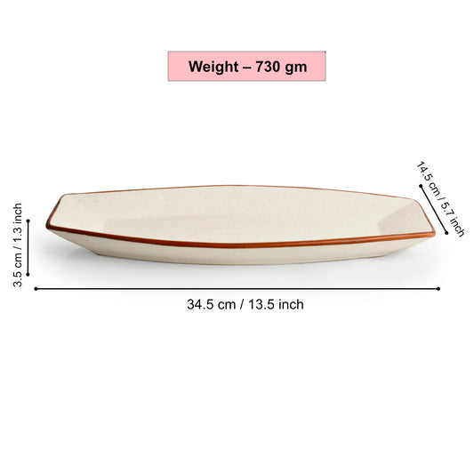 Hand Painted Ceramic Serving Platter (Off White, L x B – 34.5 cm x 14.5 cm) - View 2