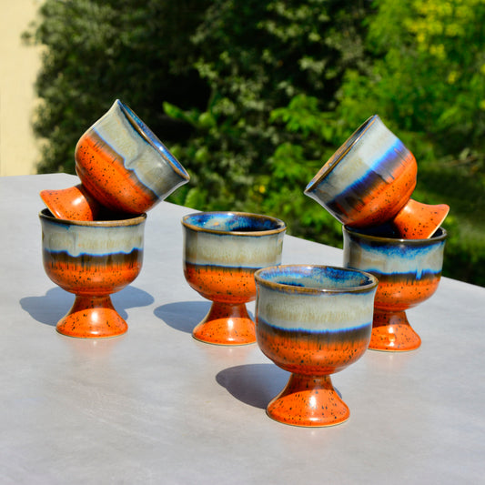 Studio Pottery Handmade Ceramic Ice Cream Cups (150 ml, Set of 6, Golden Studio)