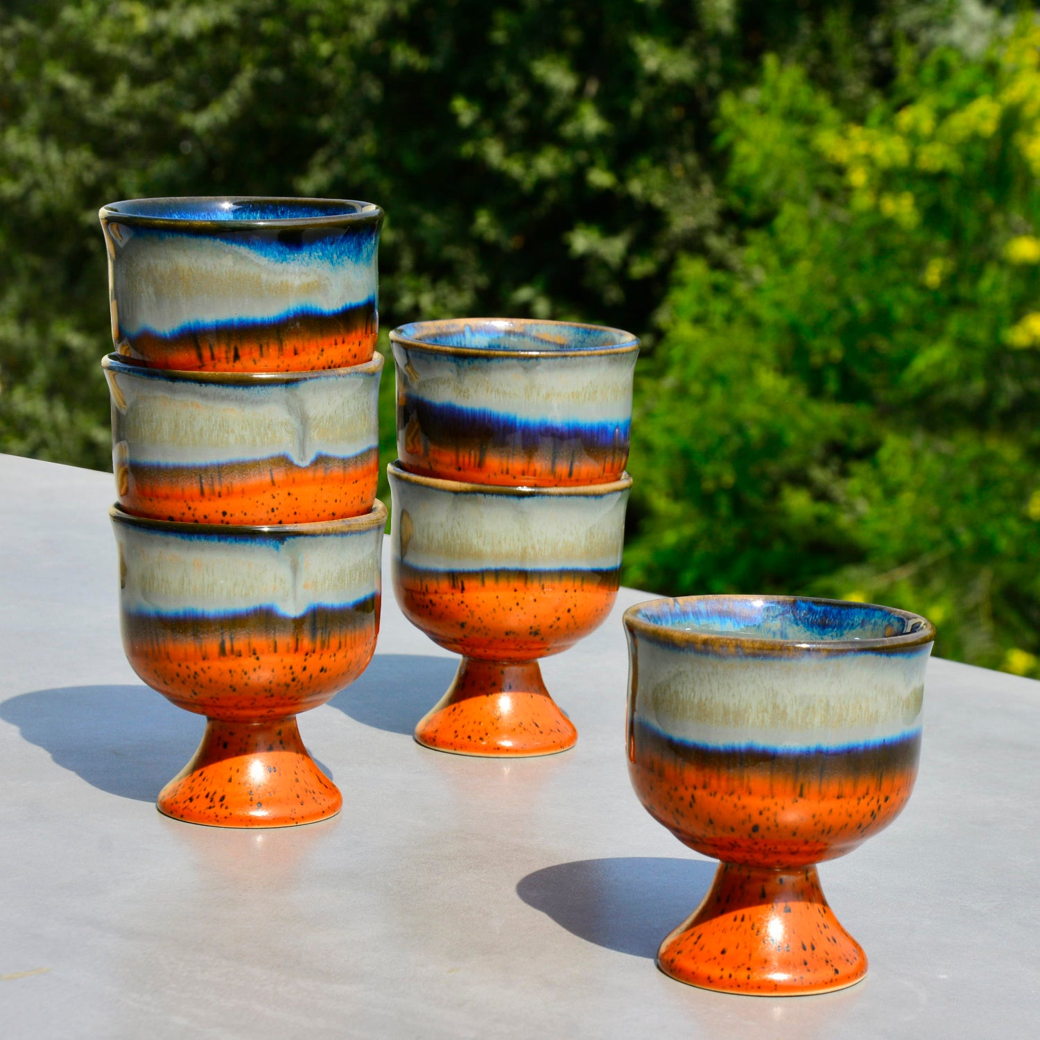 Studio Pottery Handmade Ceramic Ice Cream Cups (150 ml, Set of 6, Golden Studio) - View 3