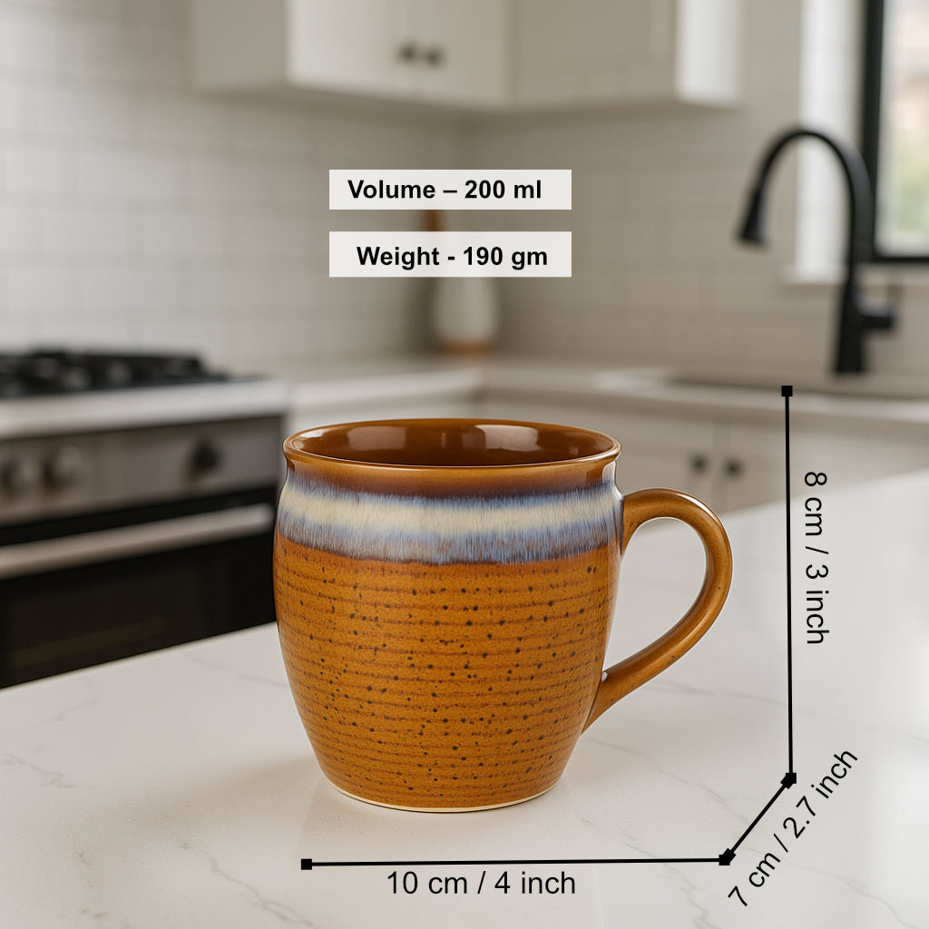 Studio Pottery Ceramic Coffee Mugs (200 ml, Set of 6, Earthy Brown, Sky Blue ) - View 4