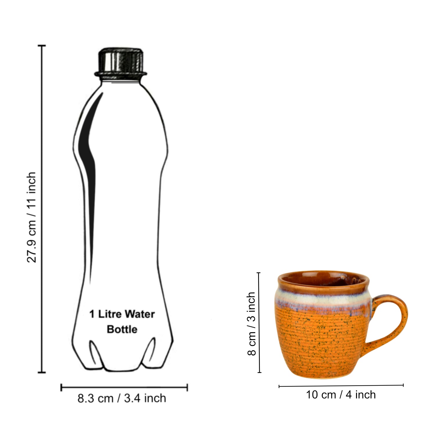 Studio Pottery Ceramic Coffee Mugs (200 ml, Set of 6, Earthy Brown, Sky Blue ) - View 7