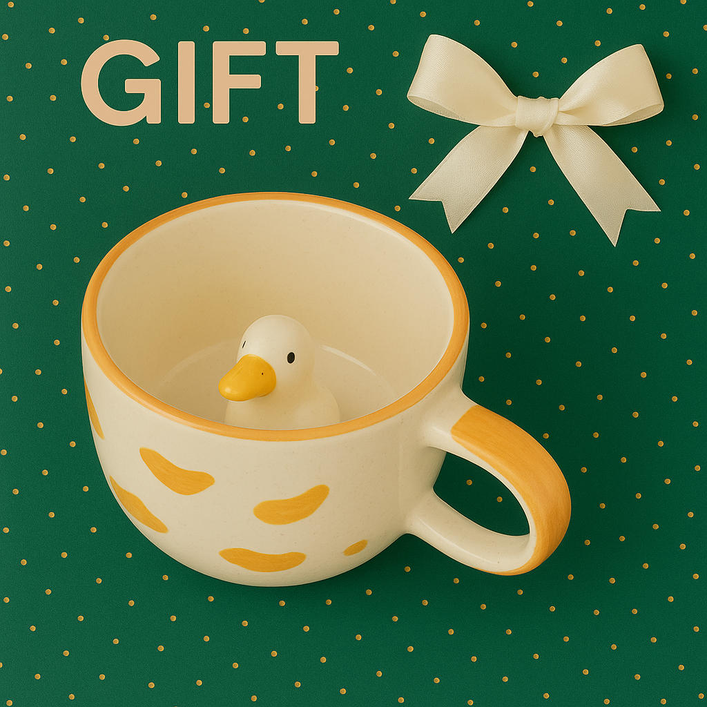Handcrafted 3D Duck Ceramic Milk and Coffee Mug with Artisanal Glaze (350 ml, Yellow & White) - View 3