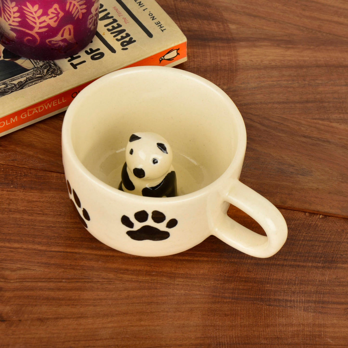 Handcrafted 3D Panda Ceramic Milk and Coffee Mug with Artisanal Glaze (350 ml, Black & White)