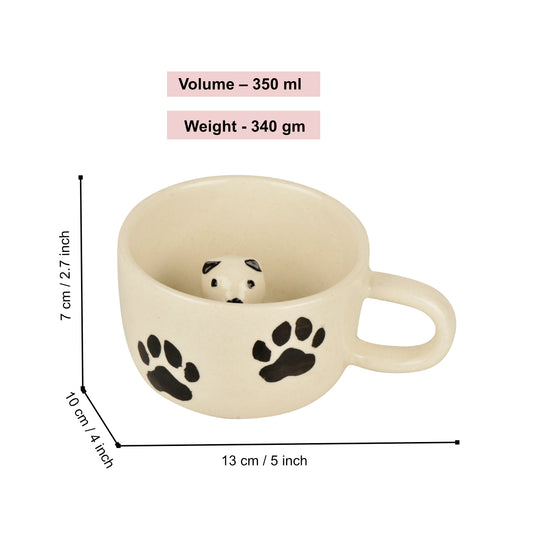 Handcrafted 3D Panda Ceramic Milk and Coffee Mug with Artisanal Glaze (350 ml, Black & White) - View 2