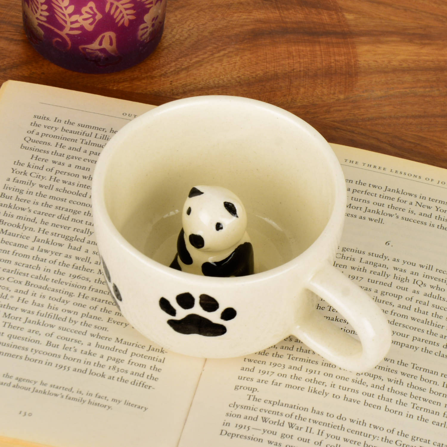 Handcrafted 3D Panda Ceramic Milk and Coffee Mug with Artisanal Glaze (350 ml, Black & White) - View 6