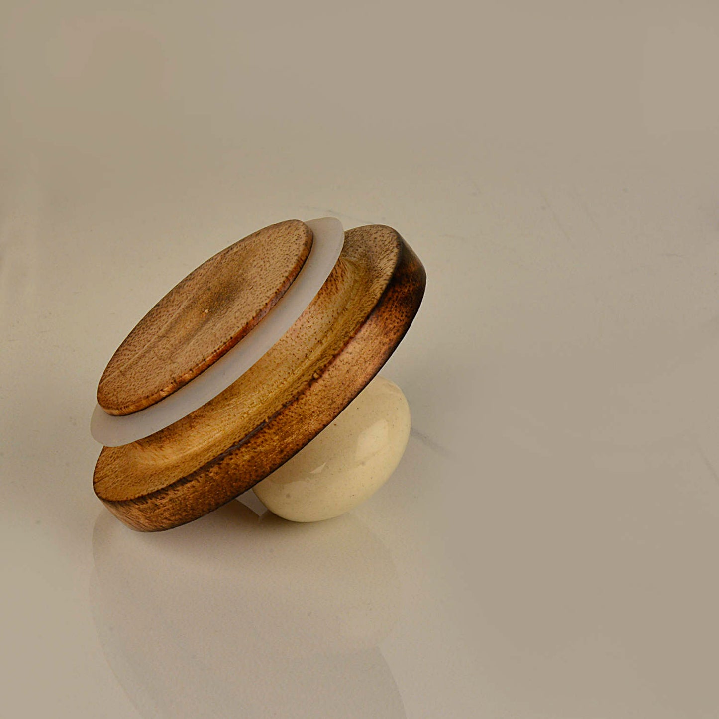 Handpainted Multi Utility Storage Airtight Ceramic Jar with Wooden Lid (400 ml, Off White and Black) - View 3