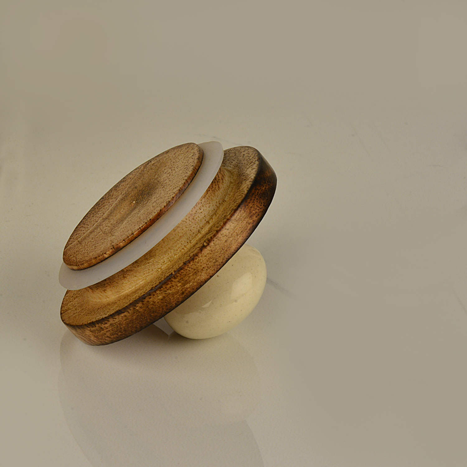 Handpainted Multi Utility Storage Airtight Ceramic Jar with Wooden Lid (400 ml, Off White and Black) - View 3