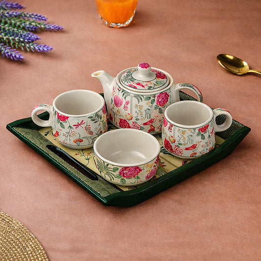 Premium Floral Ceramic Tea Set for 2