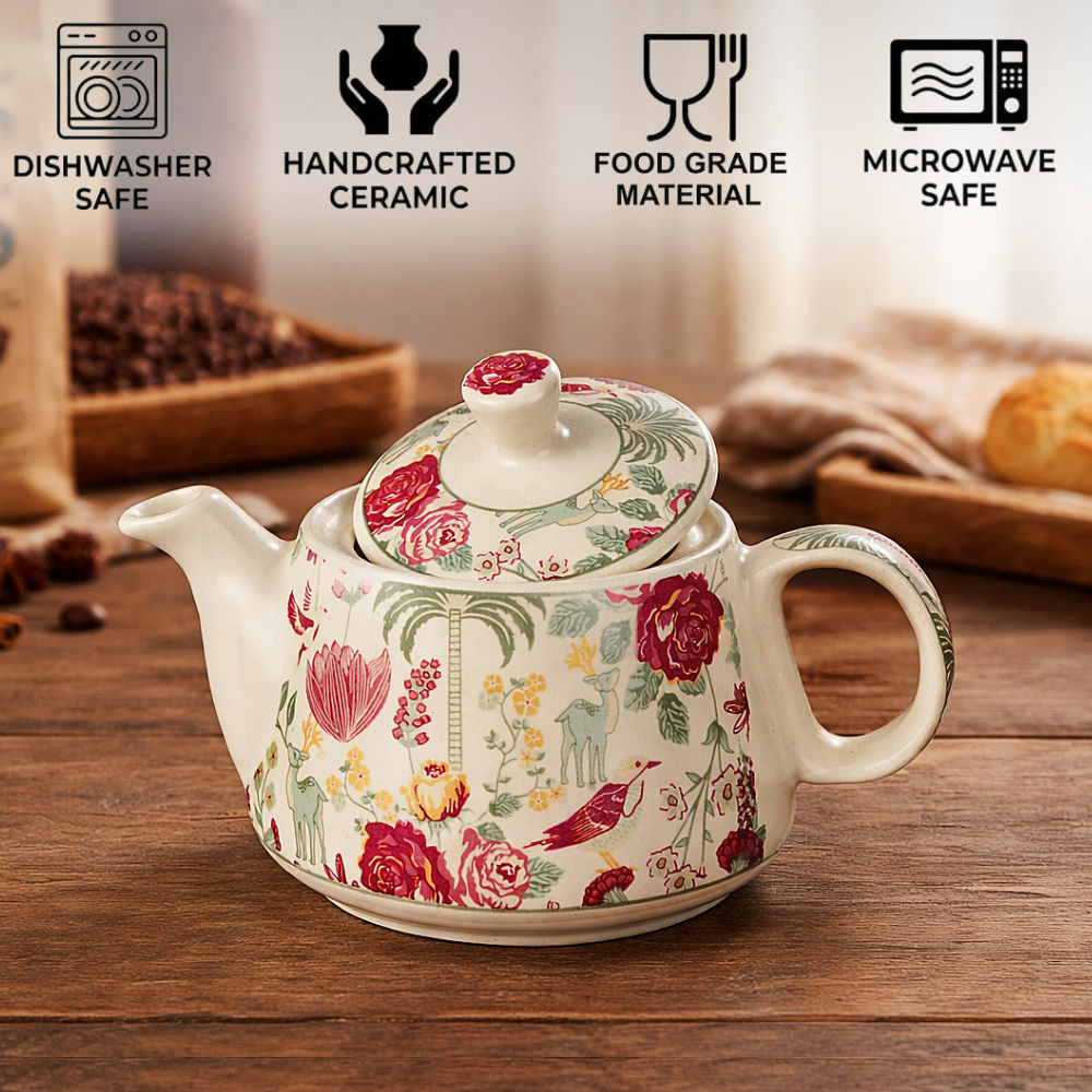 Premium Floral Ceramic Tea Set for 2 - View 4