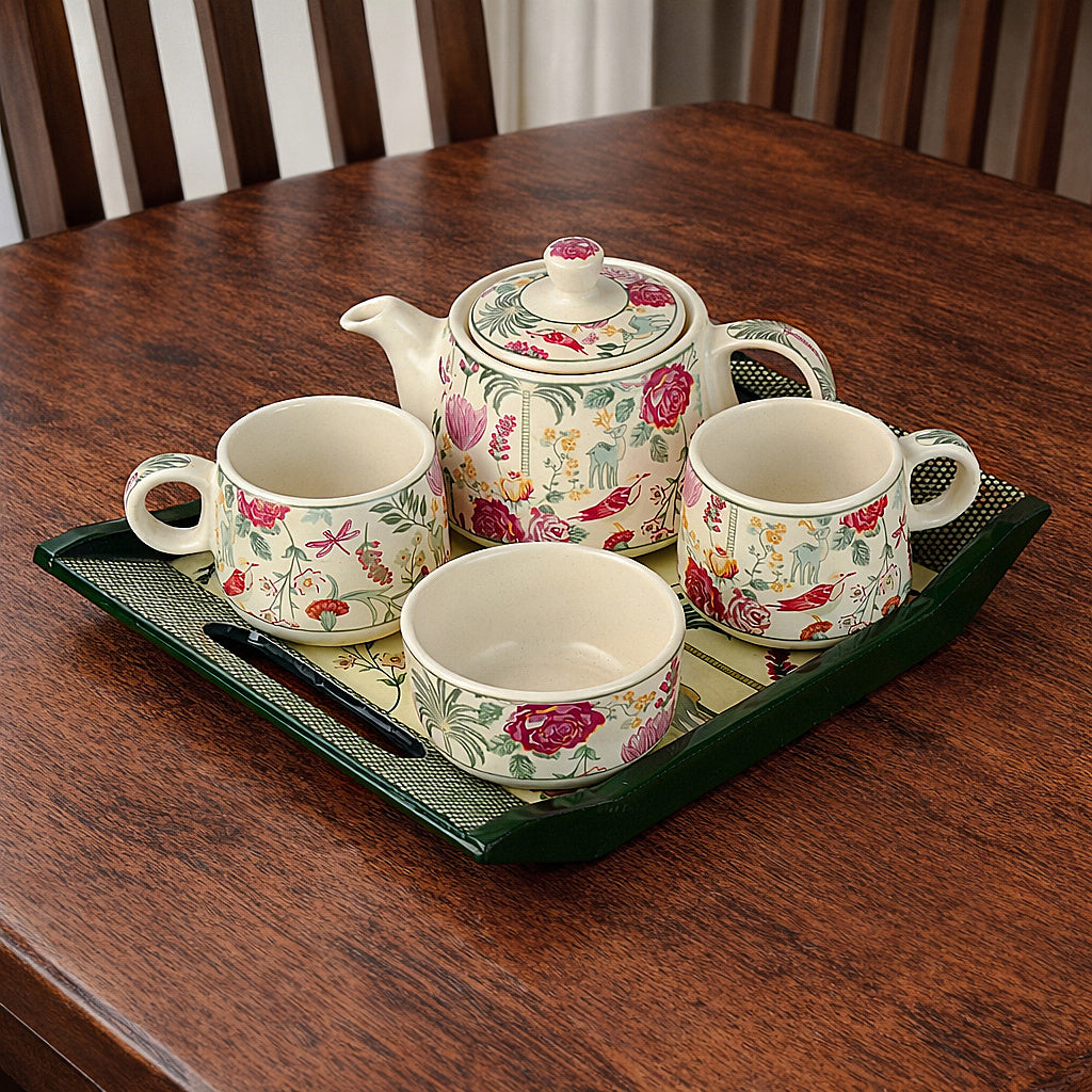 Premium Floral Ceramic Tea Set for 2 - View 6