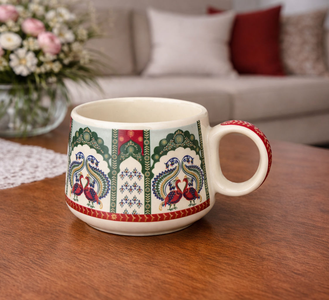 Premium Peacock Print Ceramic Tea Set for 2 - View 5