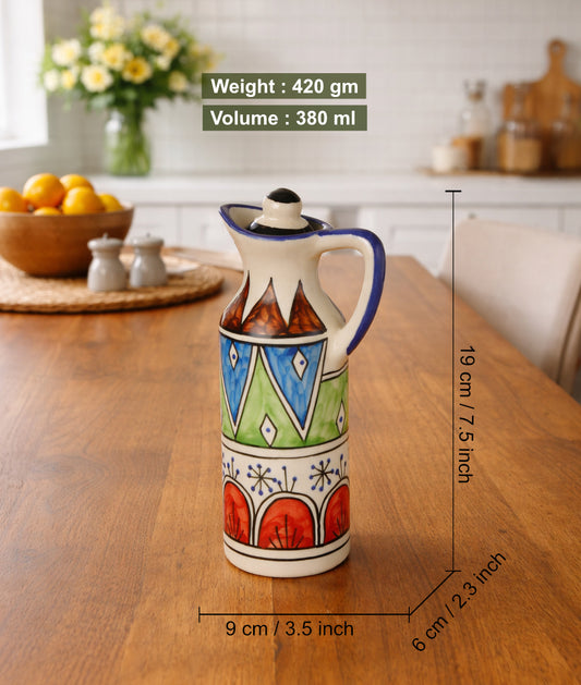 'Heritage Pour' Hand-Painted Ceramic Oil Bottle (380 ml) - View 2