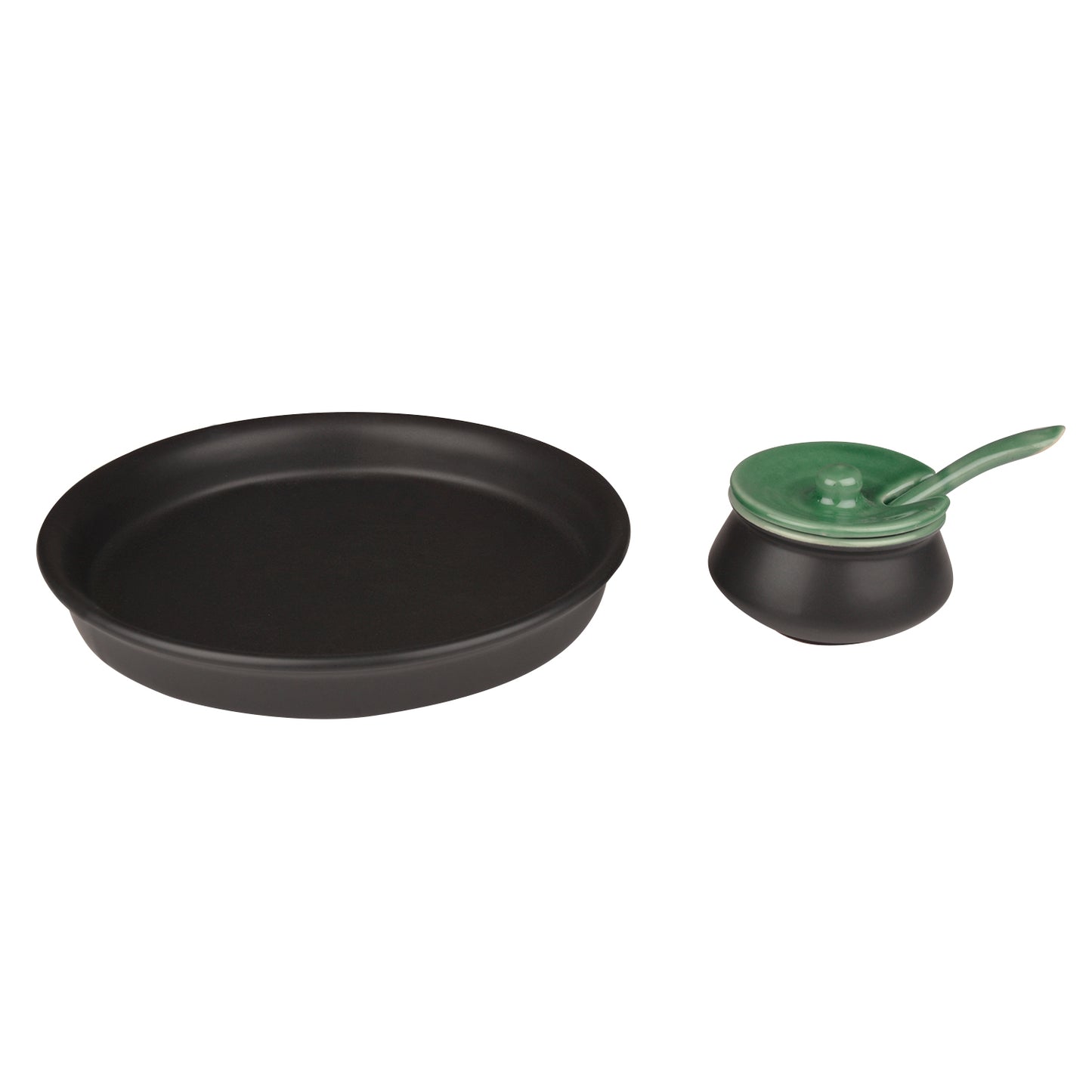 Black Matt Chutney Bowl Set with Base Tray-Set of 3 - View 5
