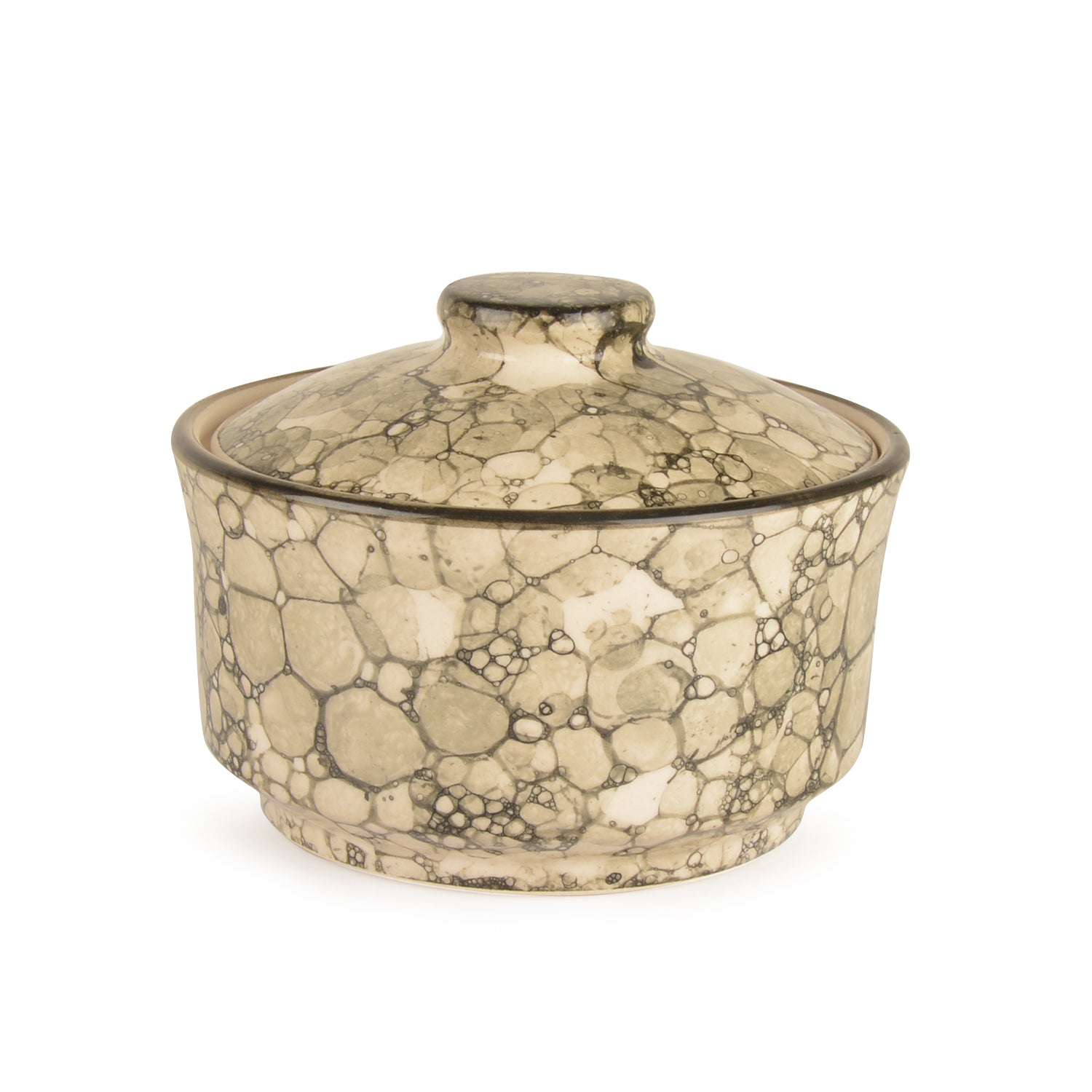 Studio Pottery Handpainted Ceramic Serving Donga with Lid Casserole Set (Set of 3, Grey Lustre) - View 5