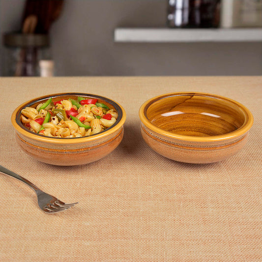 Studio Pottery Ceramic Snack/Serving Bowls (Set of 2, Mustard Yellow)