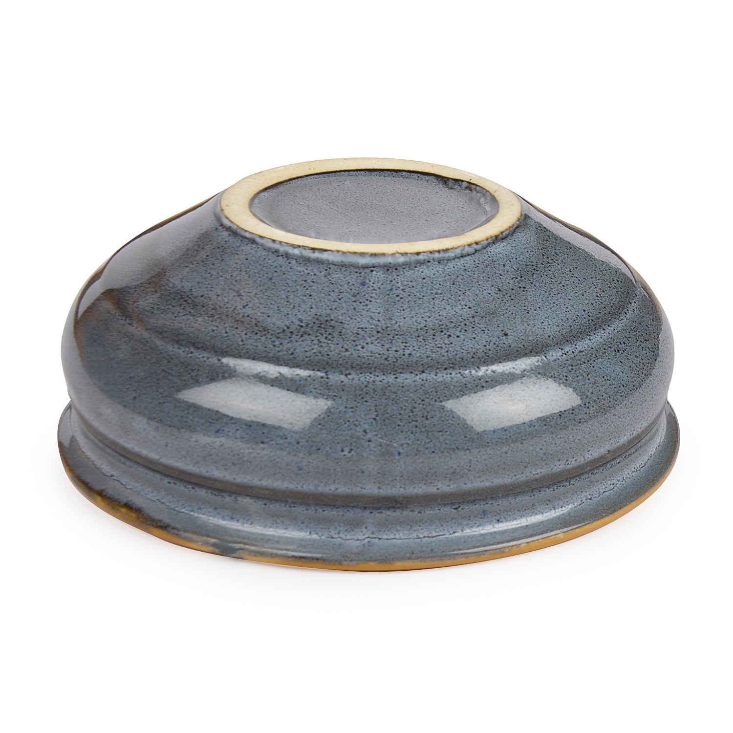Studio Pottery Ceramic Snack/Serving Bowls (Set of 2, Greyish Blue, Brown) - View 4