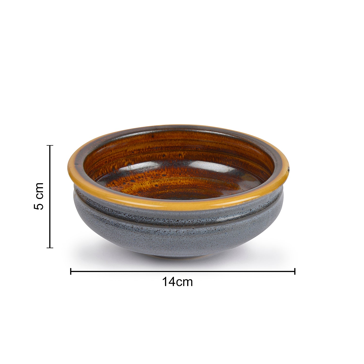 Studio Pottery Ceramic Snack/Serving Bowls (Set of 2, Greyish Blue, Brown) - View 5