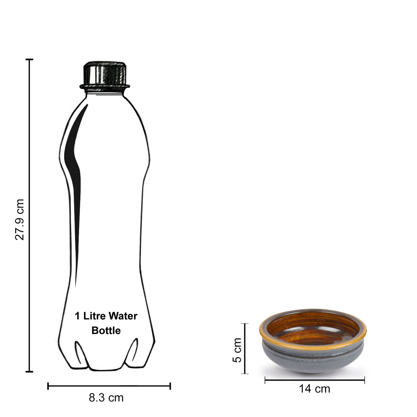 Studio Pottery Ceramic Snack/Serving Bowls (Set of 2, Greyish Blue, Brown) - View 6