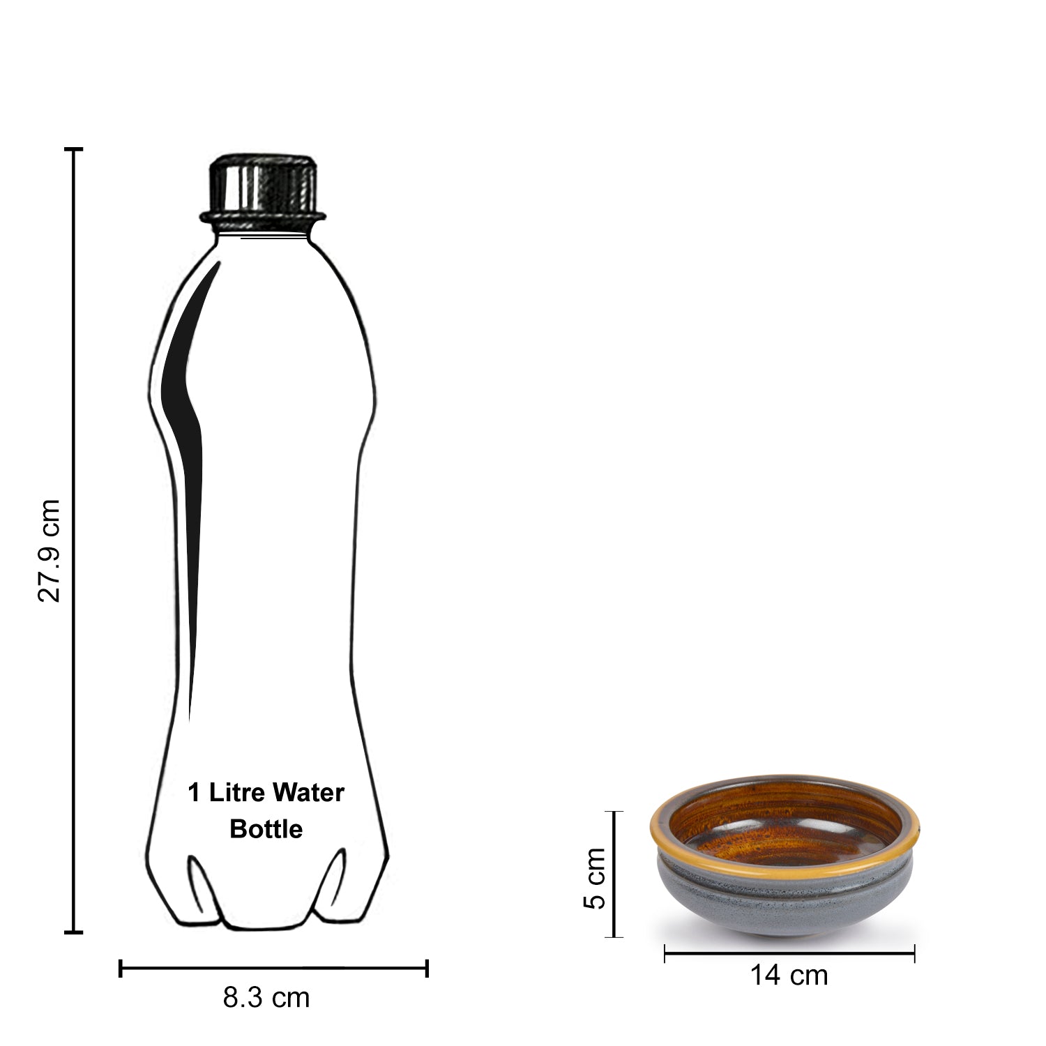 Studio Pottery Ceramic Snack/Serving Bowls (Set of 2, Greyish Blue, Brown) - View 6