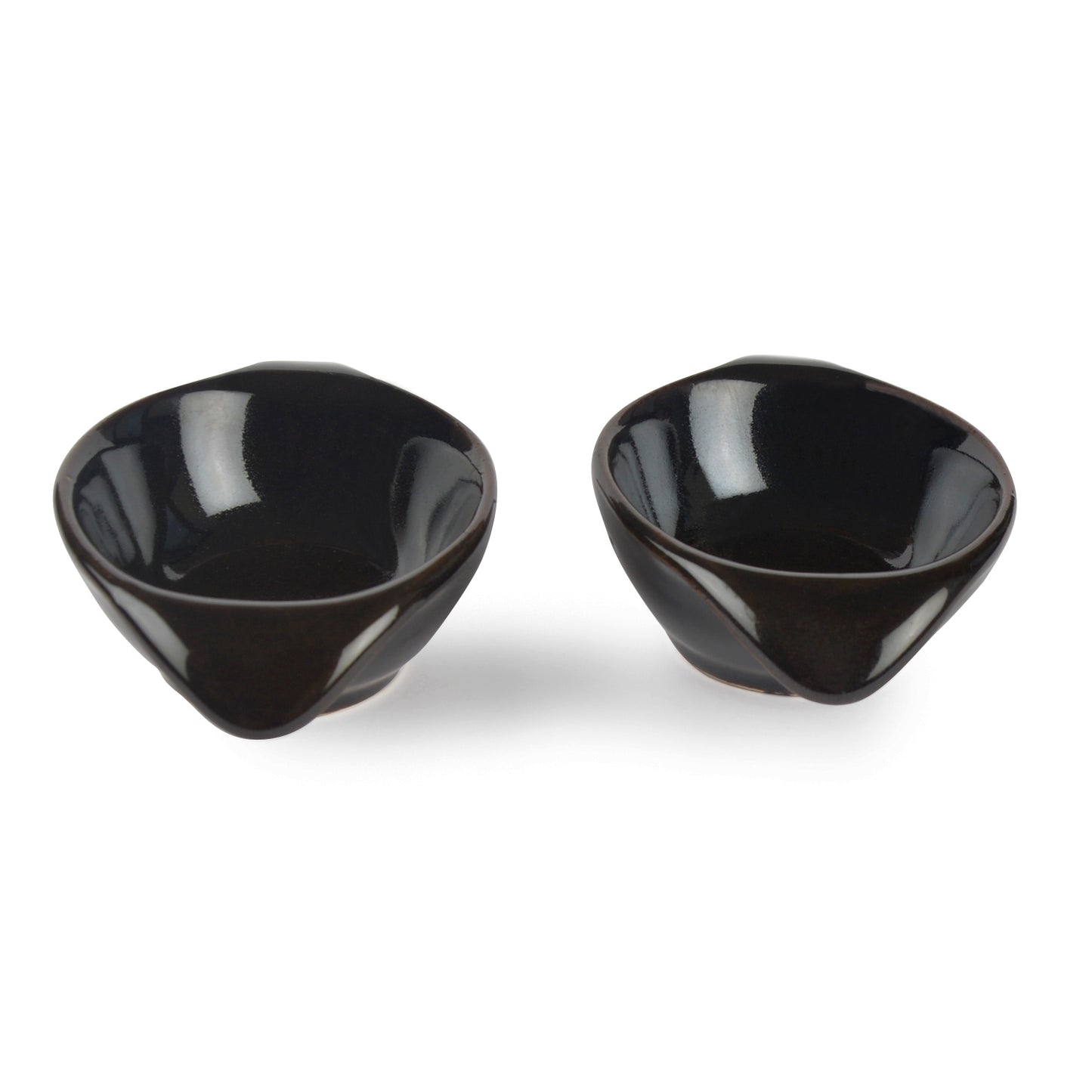 Studio Pottery Ceramic Dip Bowls (Set of 2, Brown) - View 3