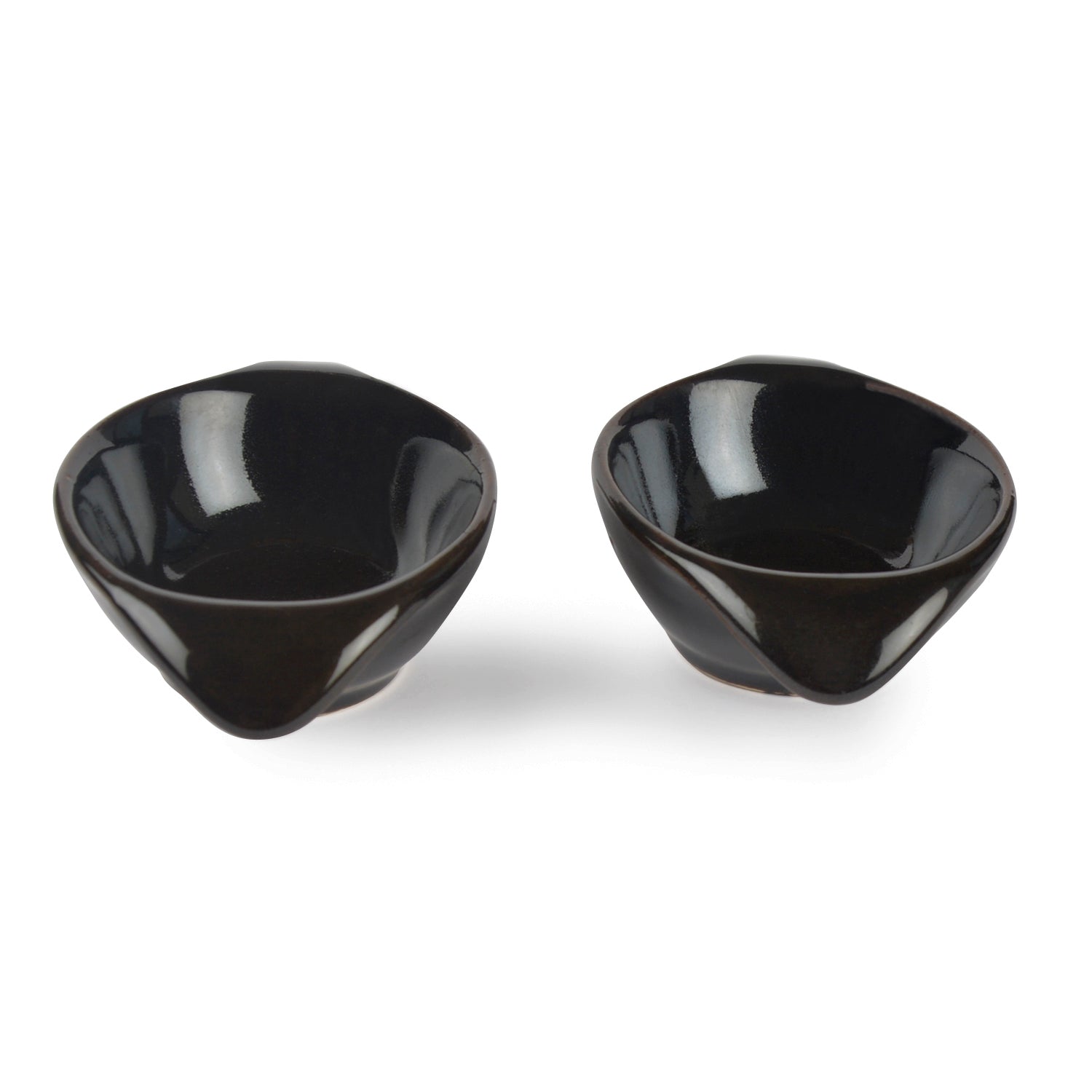 Studio Pottery Ceramic Dip Bowls (Set of 2, Brown) - View 3