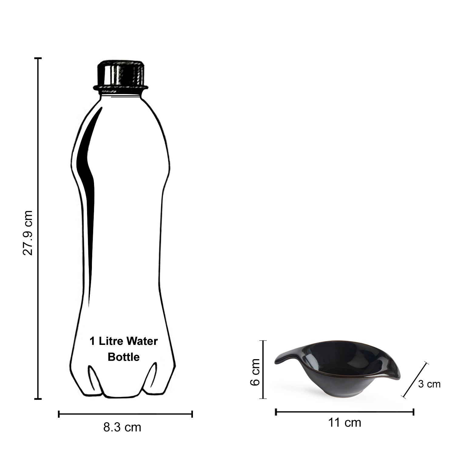 Studio Pottery Ceramic Dip Bowls (Set of 2, Brown) - View 6