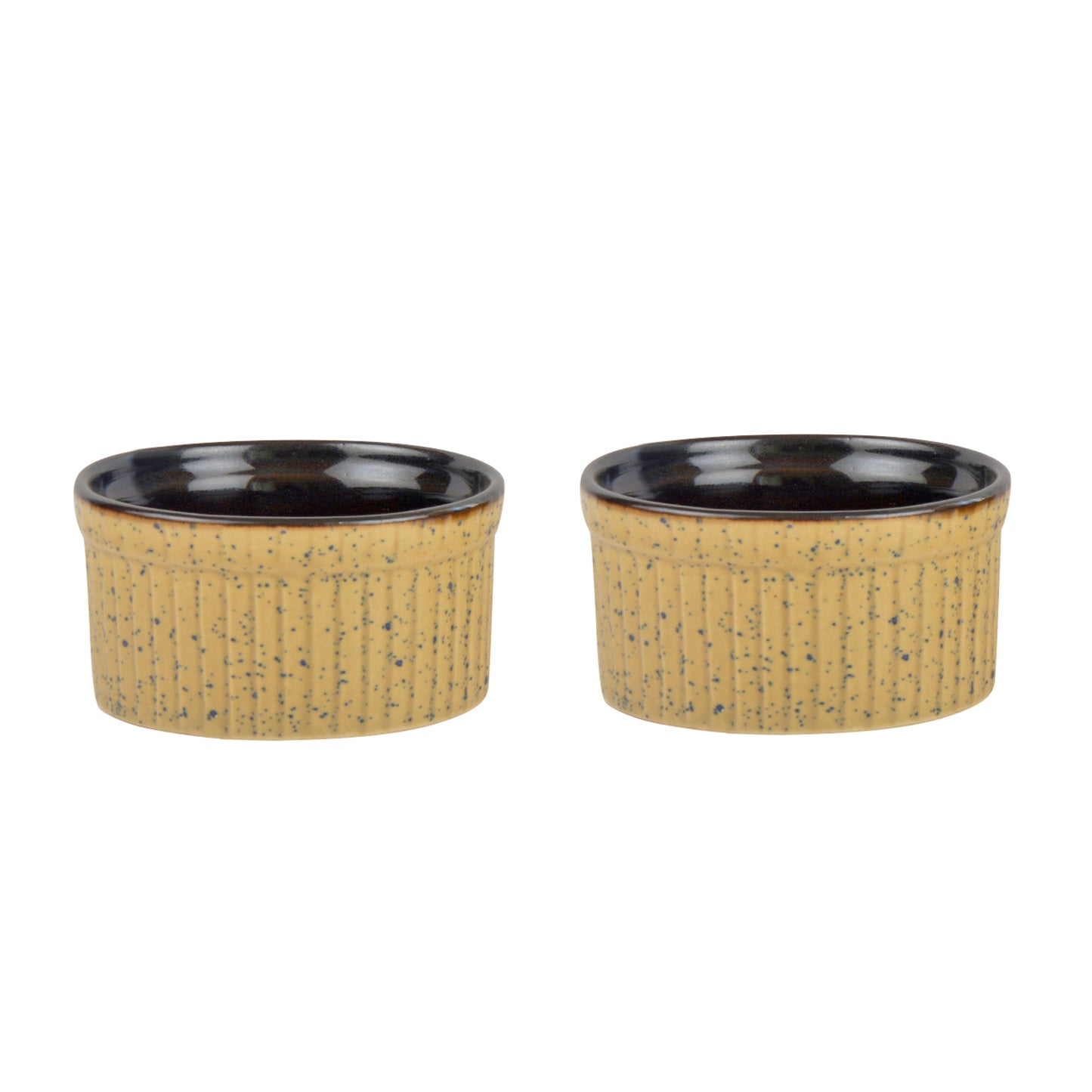 Studio Pottery Ceramic Dessert/Dip Bowls (Set of 2, Beige,Brown) - View 3