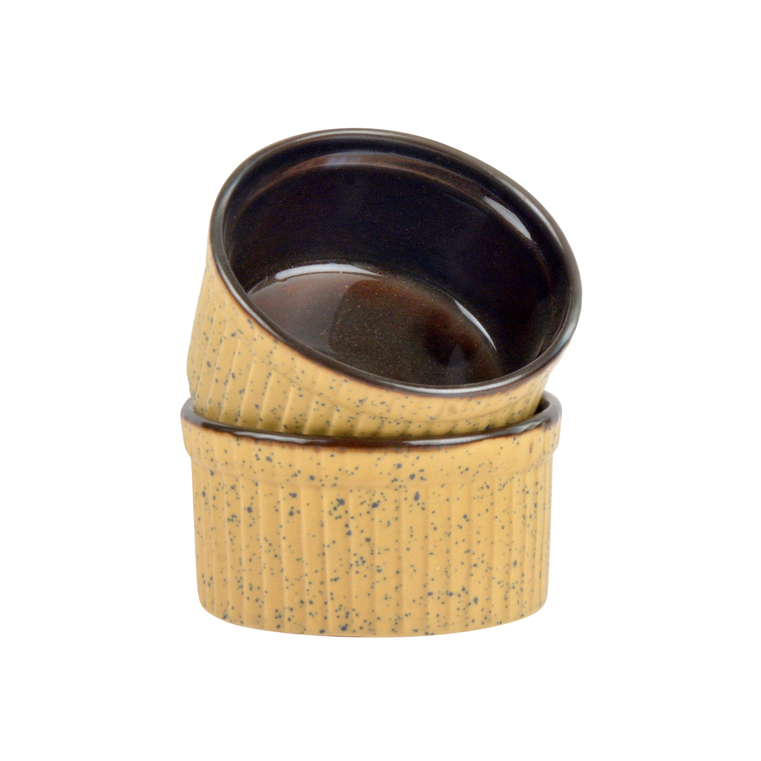 Studio Pottery Ceramic Dessert/Dip Bowls (Set of 2, Beige,Brown) - View 4