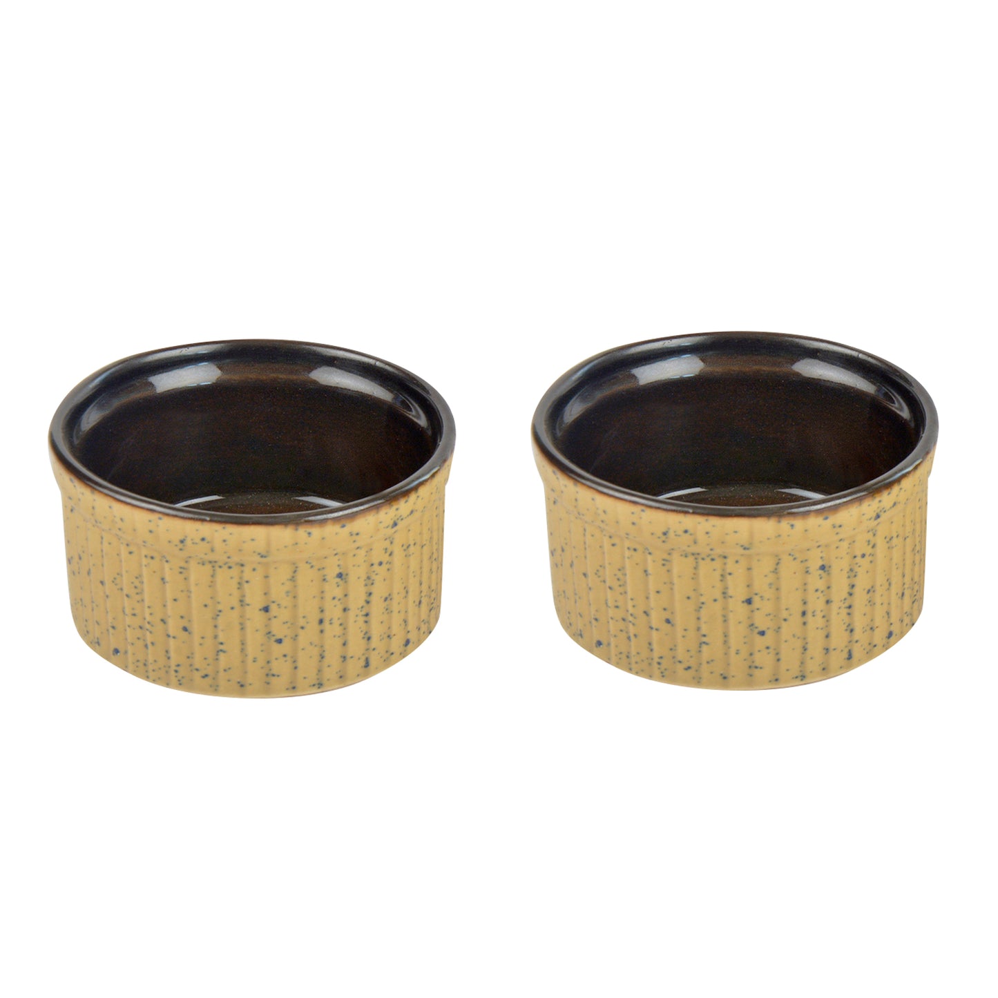 Studio Pottery Ceramic Dessert/Dip Bowls (Set of 2, Beige,Brown) - View 5