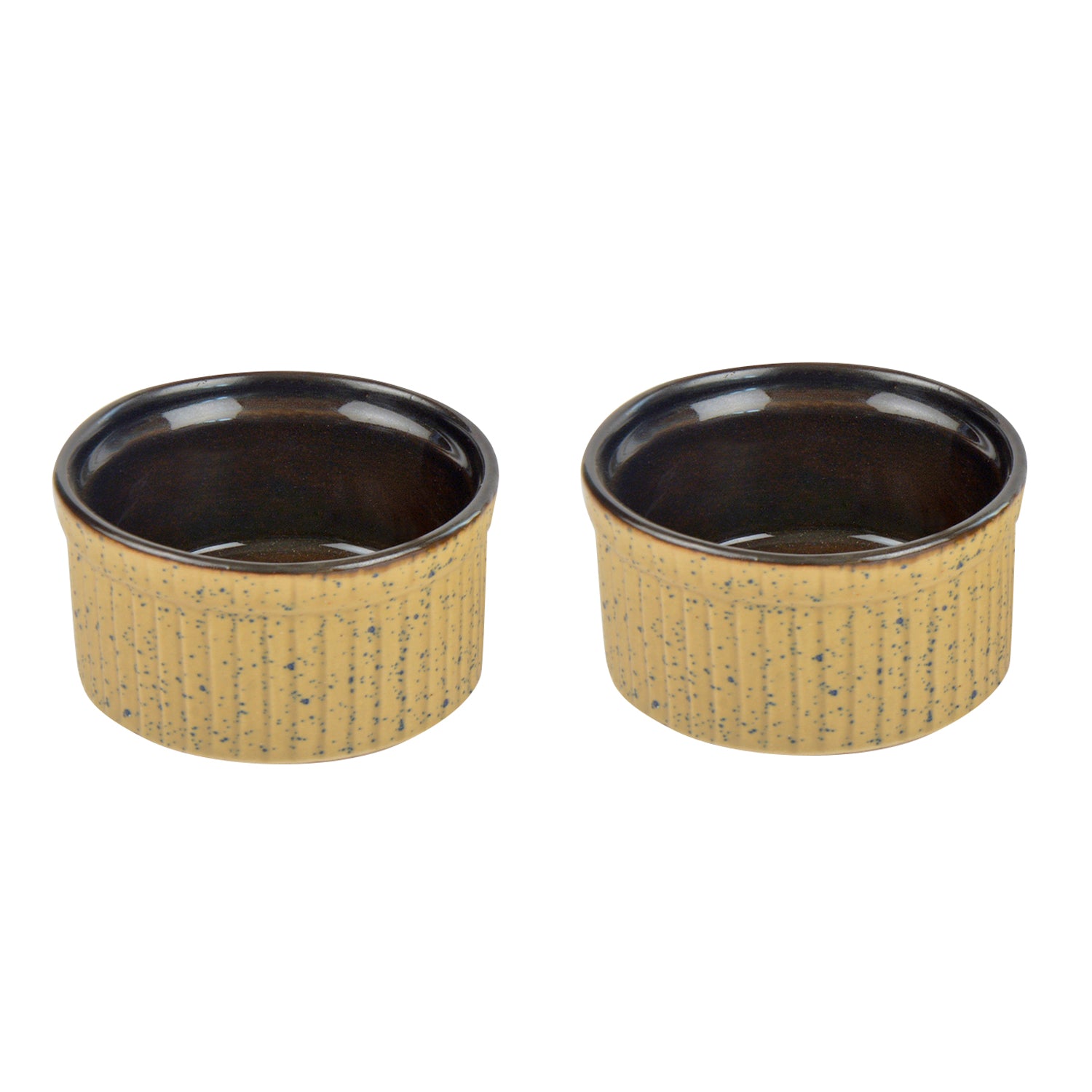 Studio Pottery Ceramic Dessert/Dip Bowls (Set of 2, Beige,Brown) - View 5