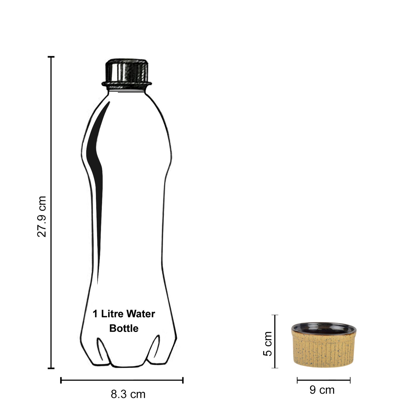 Studio Pottery Ceramic Dessert/Dip Bowls (Set of 2, Beige,Brown) - View 6