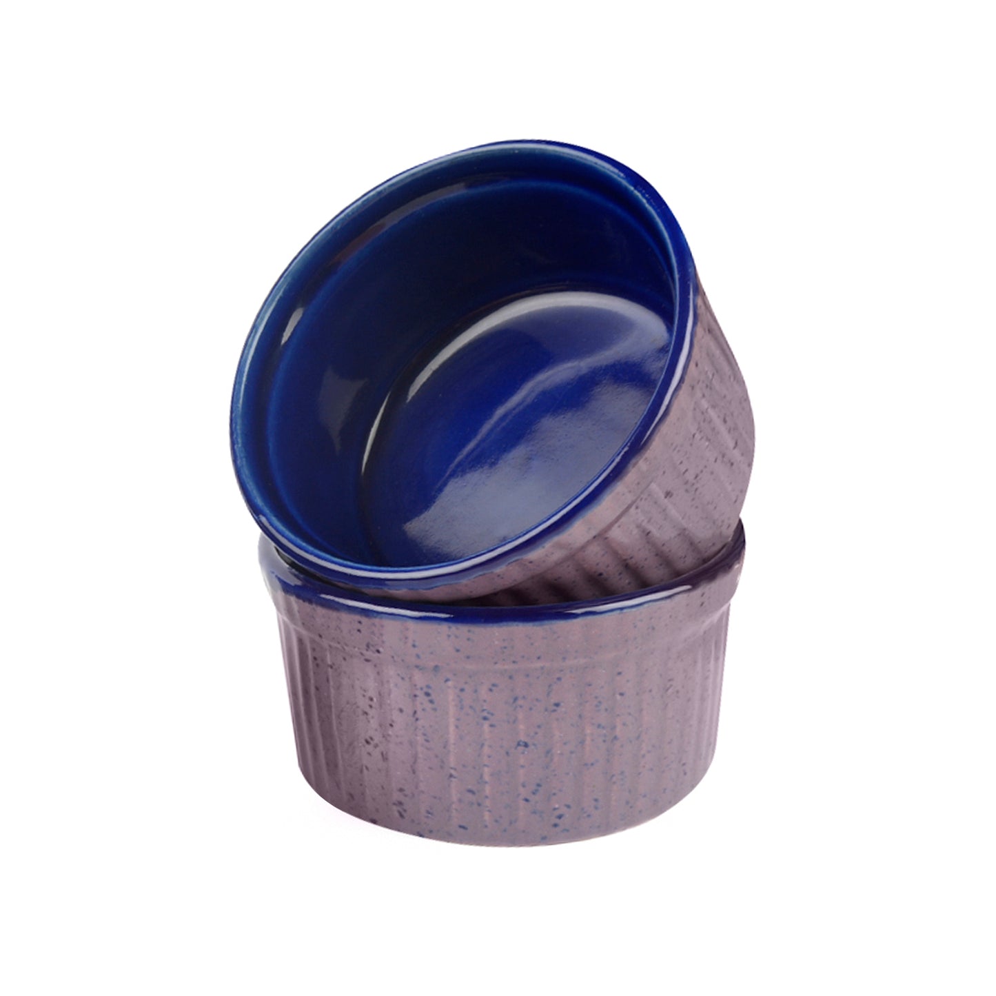 Studio Pottery Ceramic Dessert/Dip Bowls (Set of 2, Purple,Blue) - View 3
