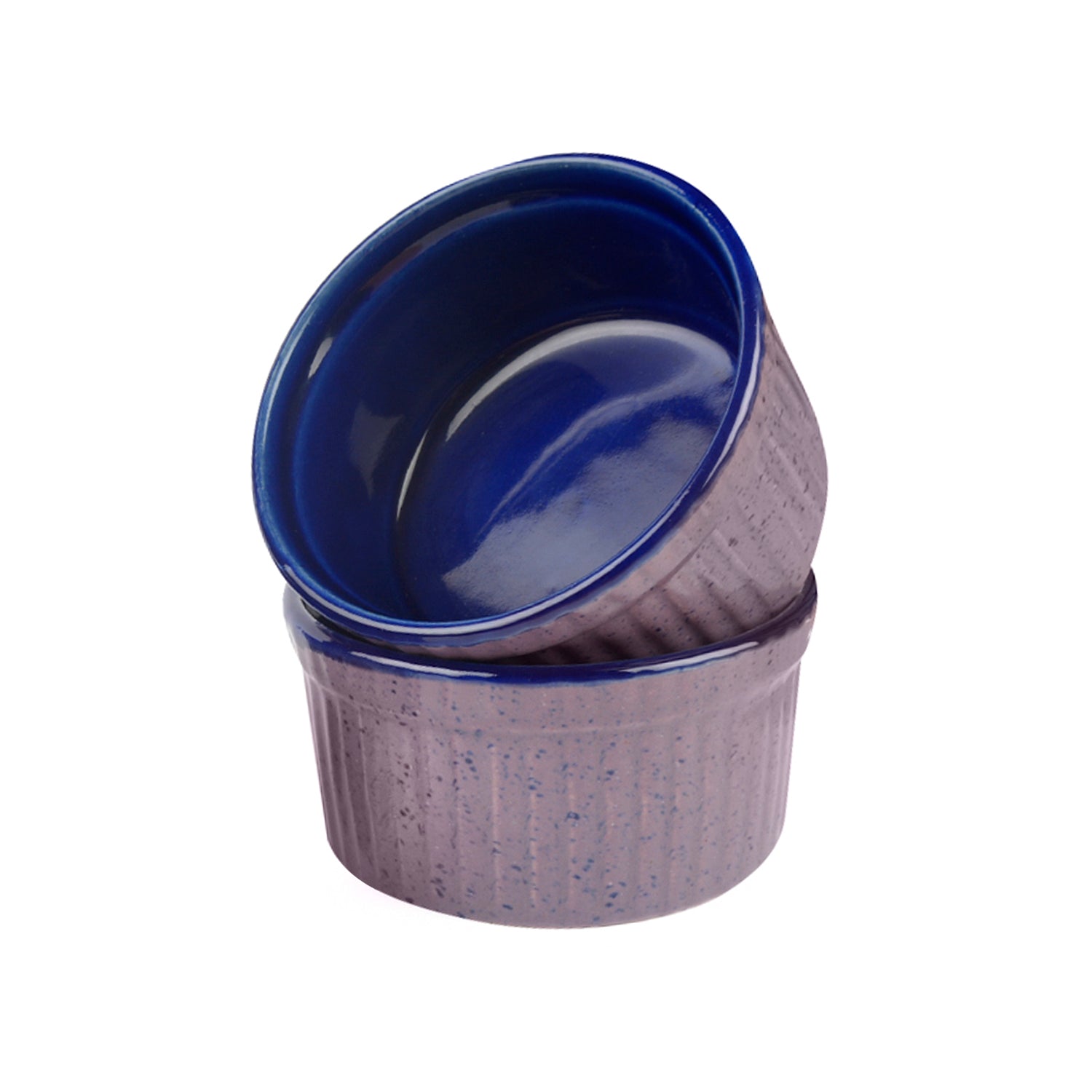 Studio Pottery Ceramic Dessert/Dip Bowls (Set of 2, Purple,Blue) - View 3