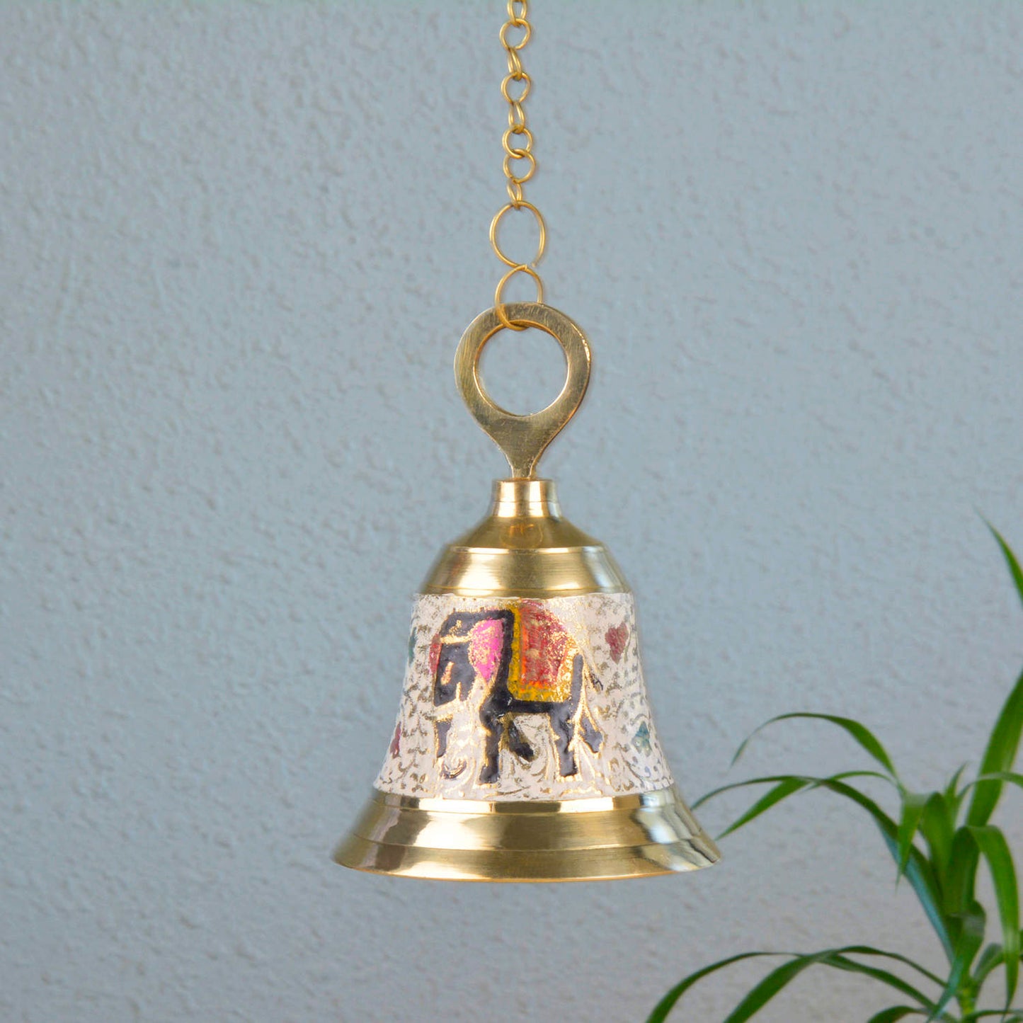 StyleMyway Pure Brass Hanging Temple Bell with Elephant engraving (Diameter - 12 cm, Height - 15.5 cm, 650 gm) - View 3