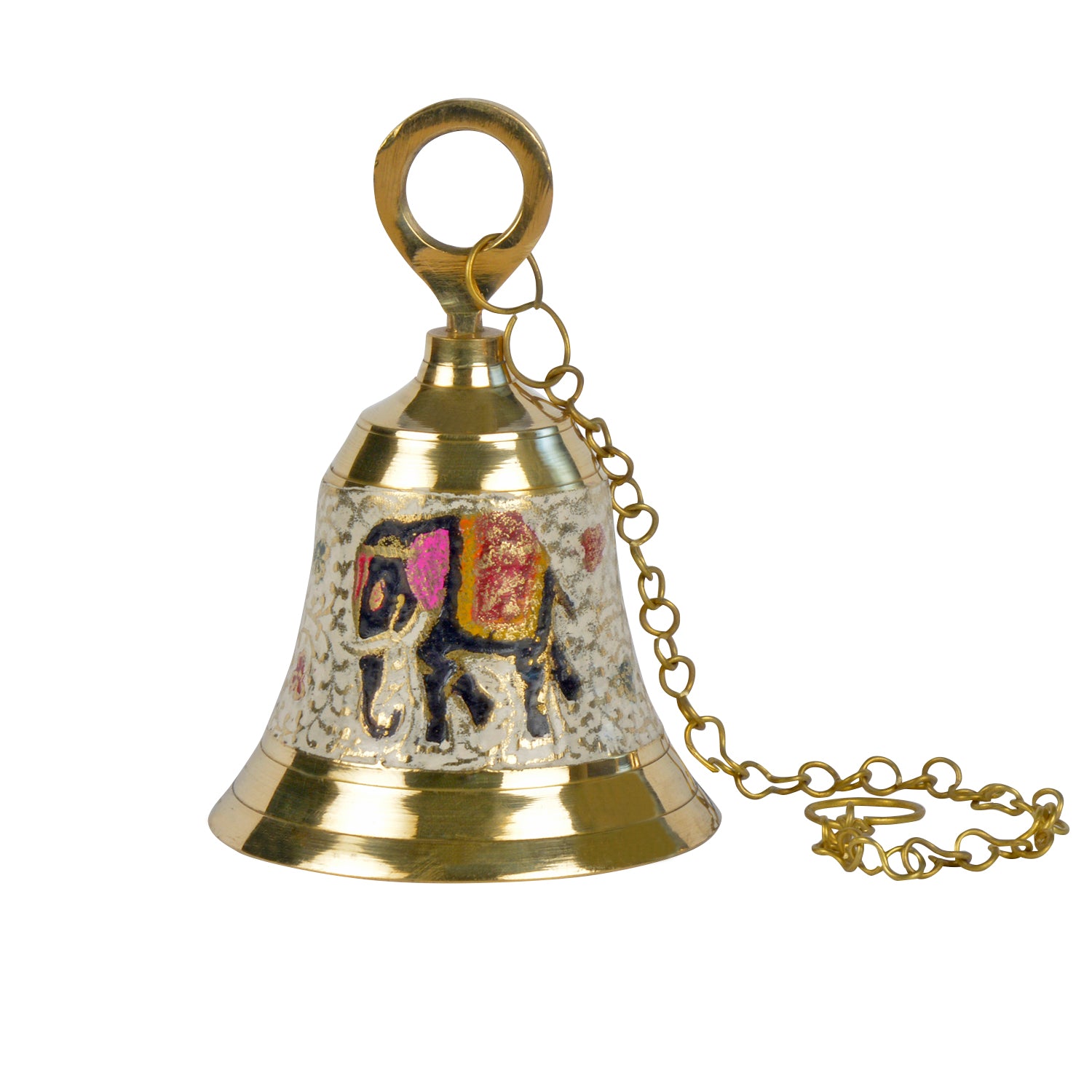 StyleMyway Pure Brass Hanging Temple Bell with Elephant engraving (Diameter - 12 cm, Height - 15.5 cm, 650 gm) - View 6