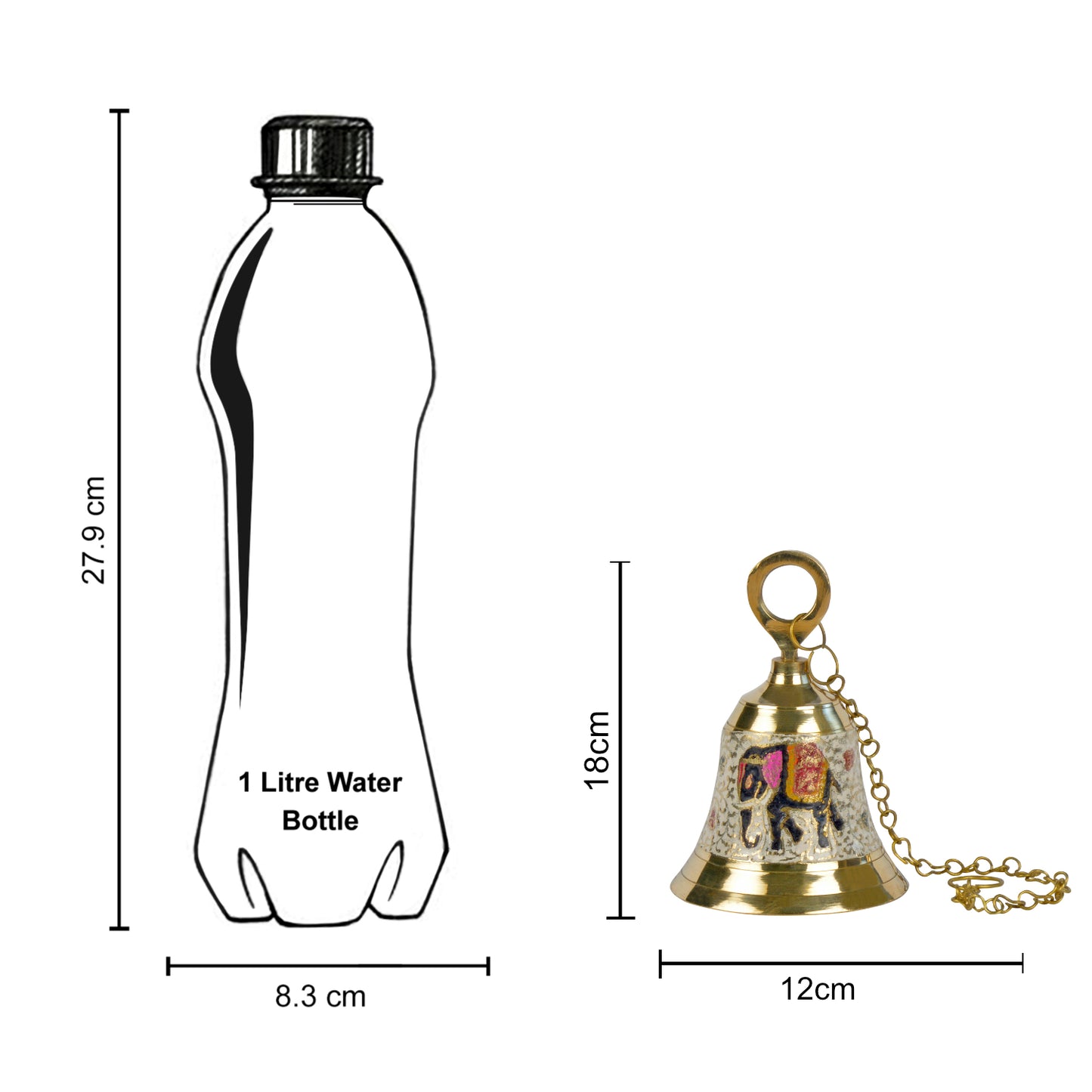 StyleMyway Pure Brass Hanging Temple Bell with Elephant engraving (Diameter - 12 cm, Height - 15.5 cm, 650 gm) - View 7